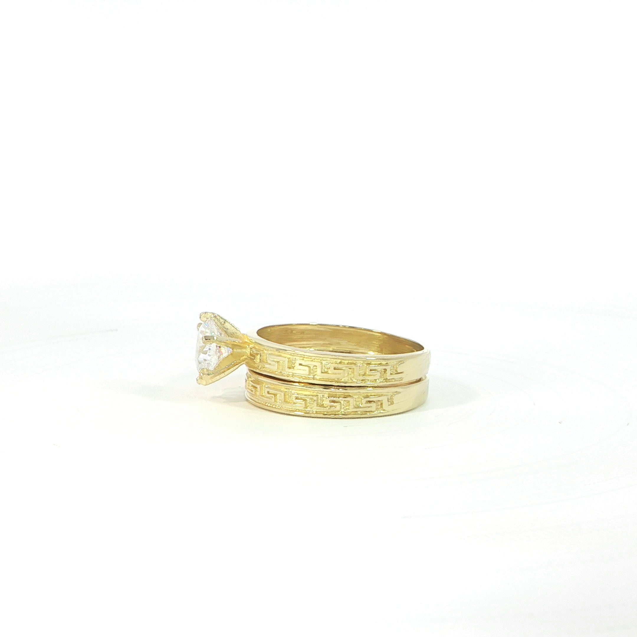 10K Yellow Gold Engagement Ring with Matching Band