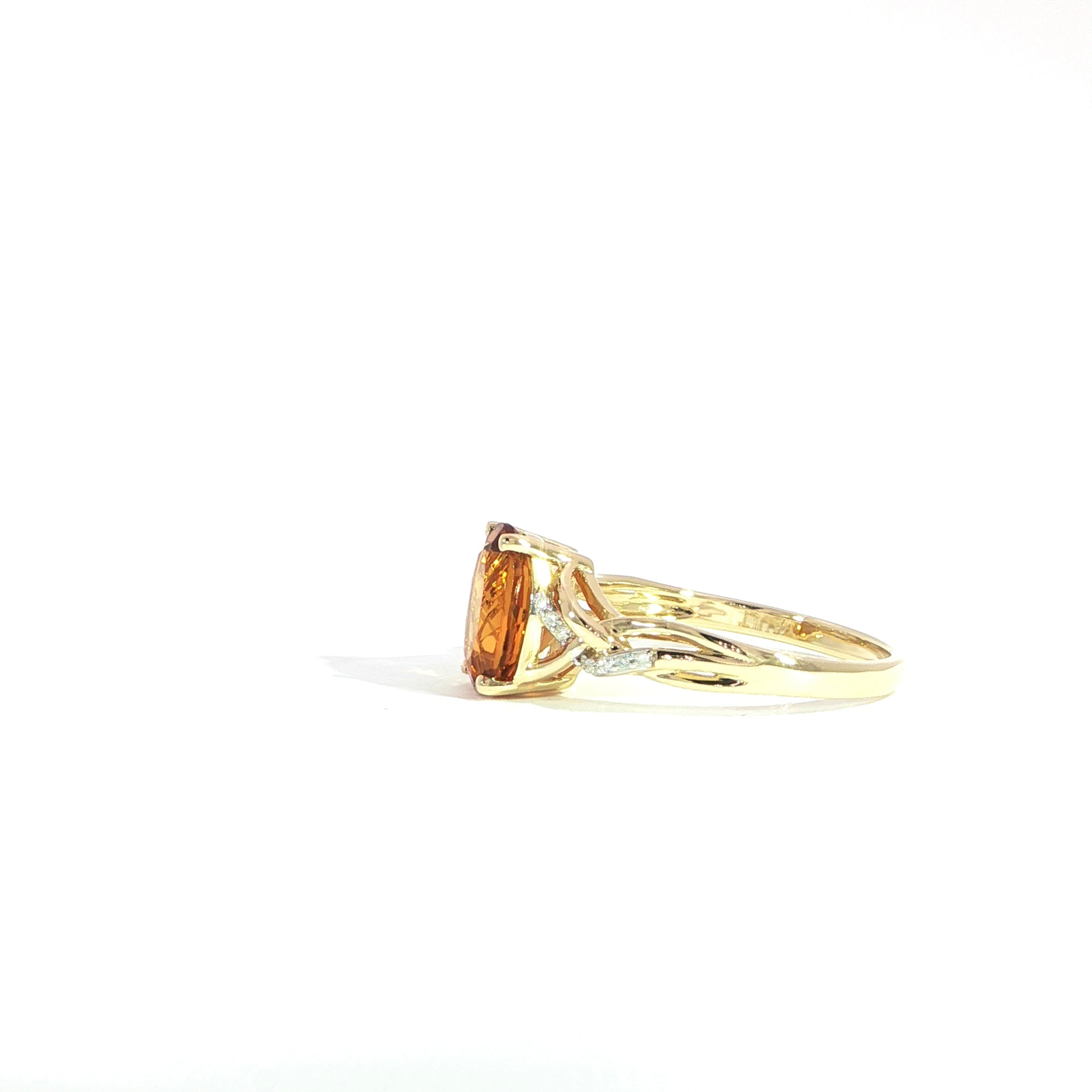 14K Yellow Gold Natural Citrine & Diamond Ring