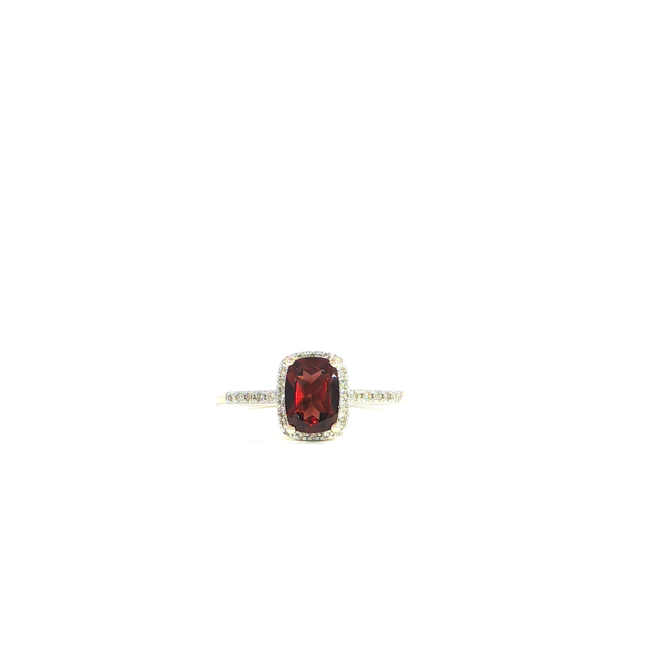 14K Yellow Gold Natural Garnet & Diamond Ring