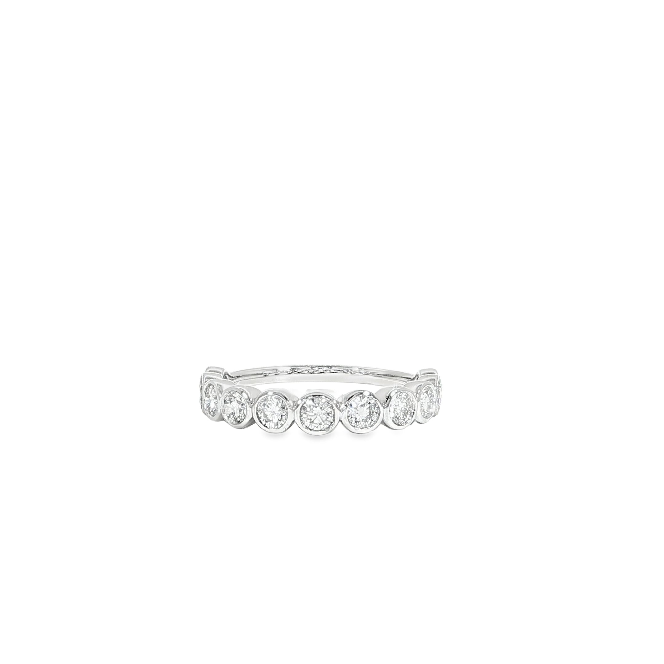 14K Diamond Round Bezel Band