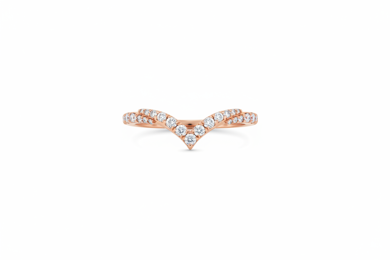 14K Gold V-Shaped Contour Diamond Band – 0.29 CTW