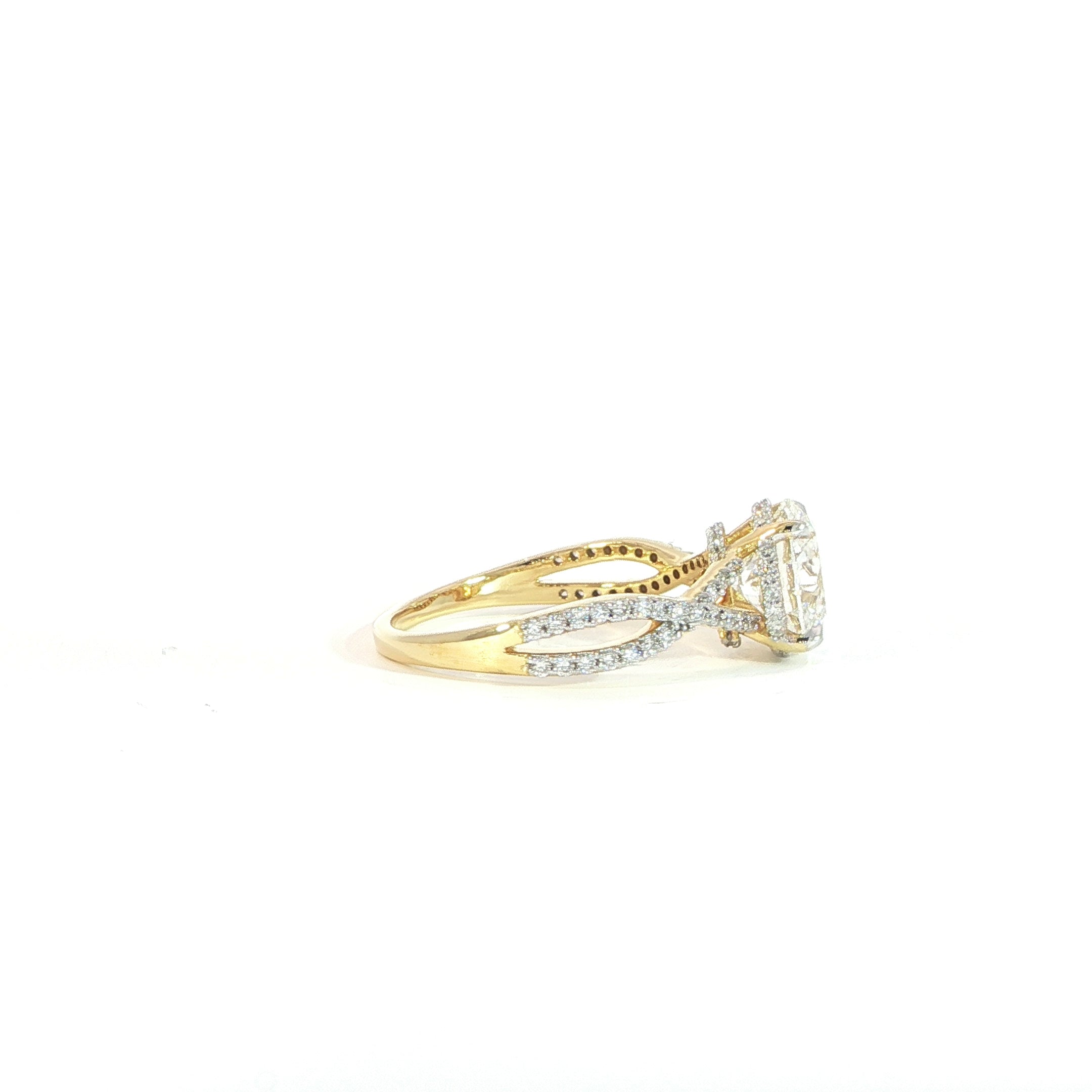 14K Twisted Shank Round Diamond Engagement Ring