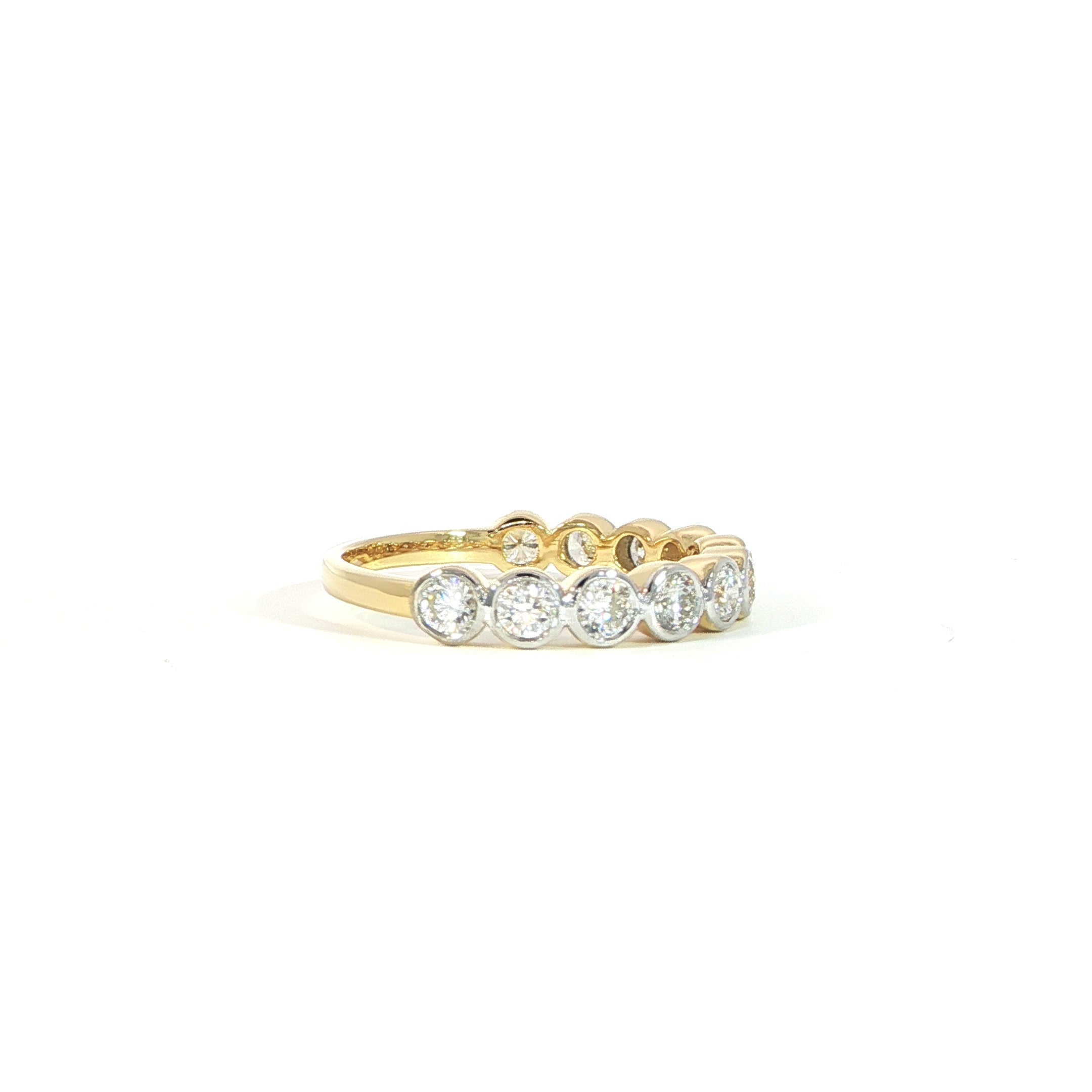 14K Diamond Round Bezel Band