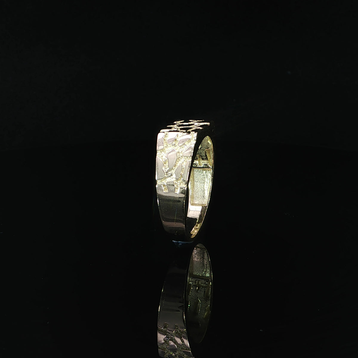 14K Yellow Gold Nugget Ring – 8MM