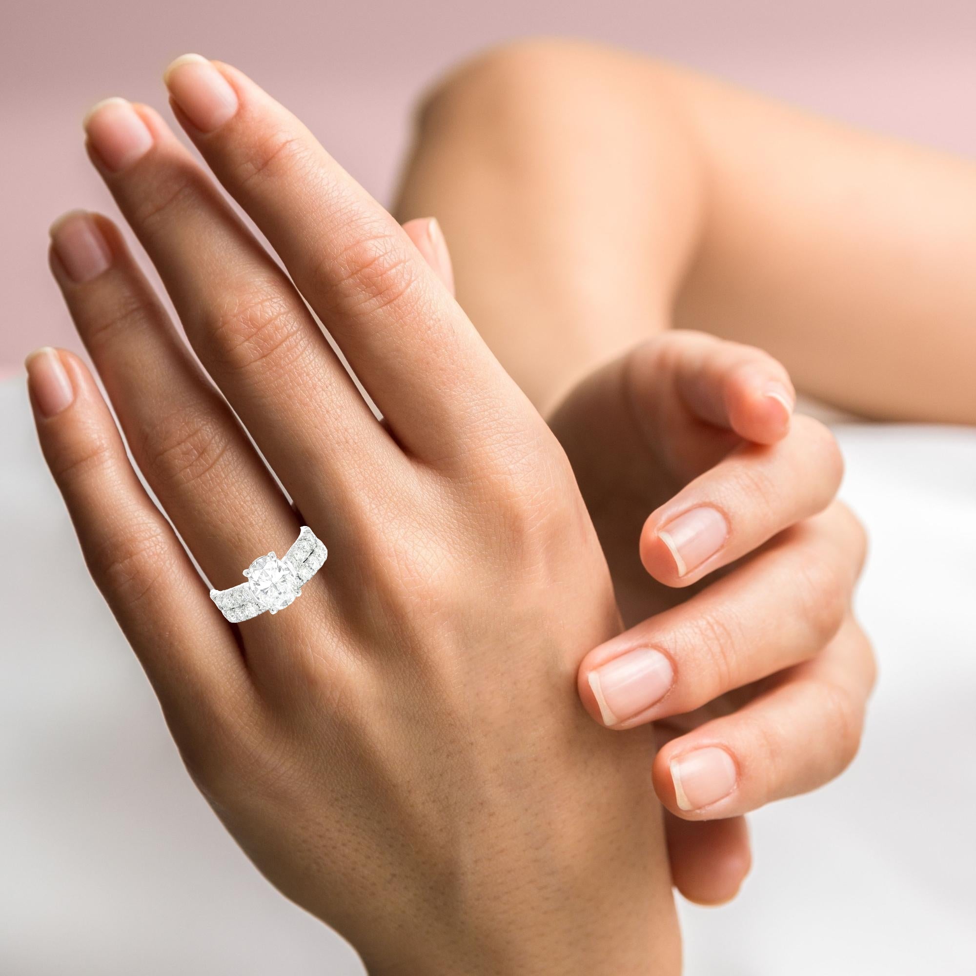 Sterling Silver Oval Moissanite Bridal Set - 2CT