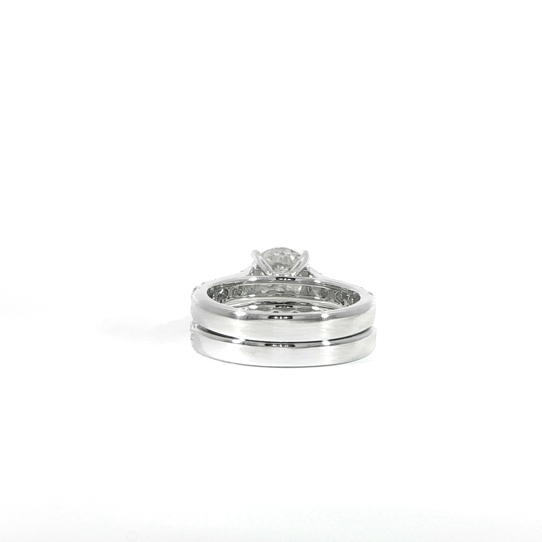 VVS moissanite bridal set in silver back view