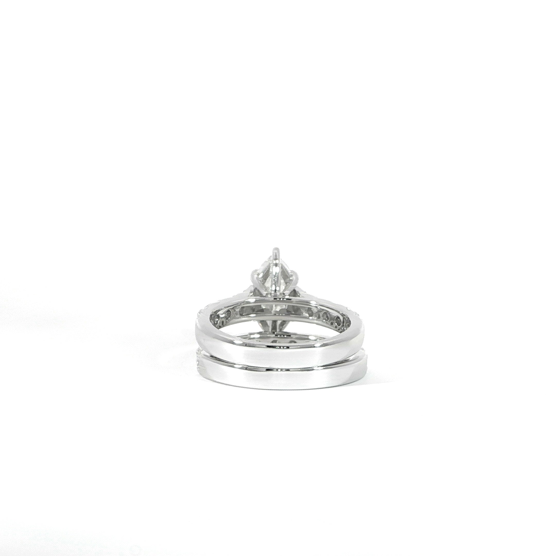 Sterling Silver 3.61CTW Marquise-Cut Moissanite Bridal Set Ring