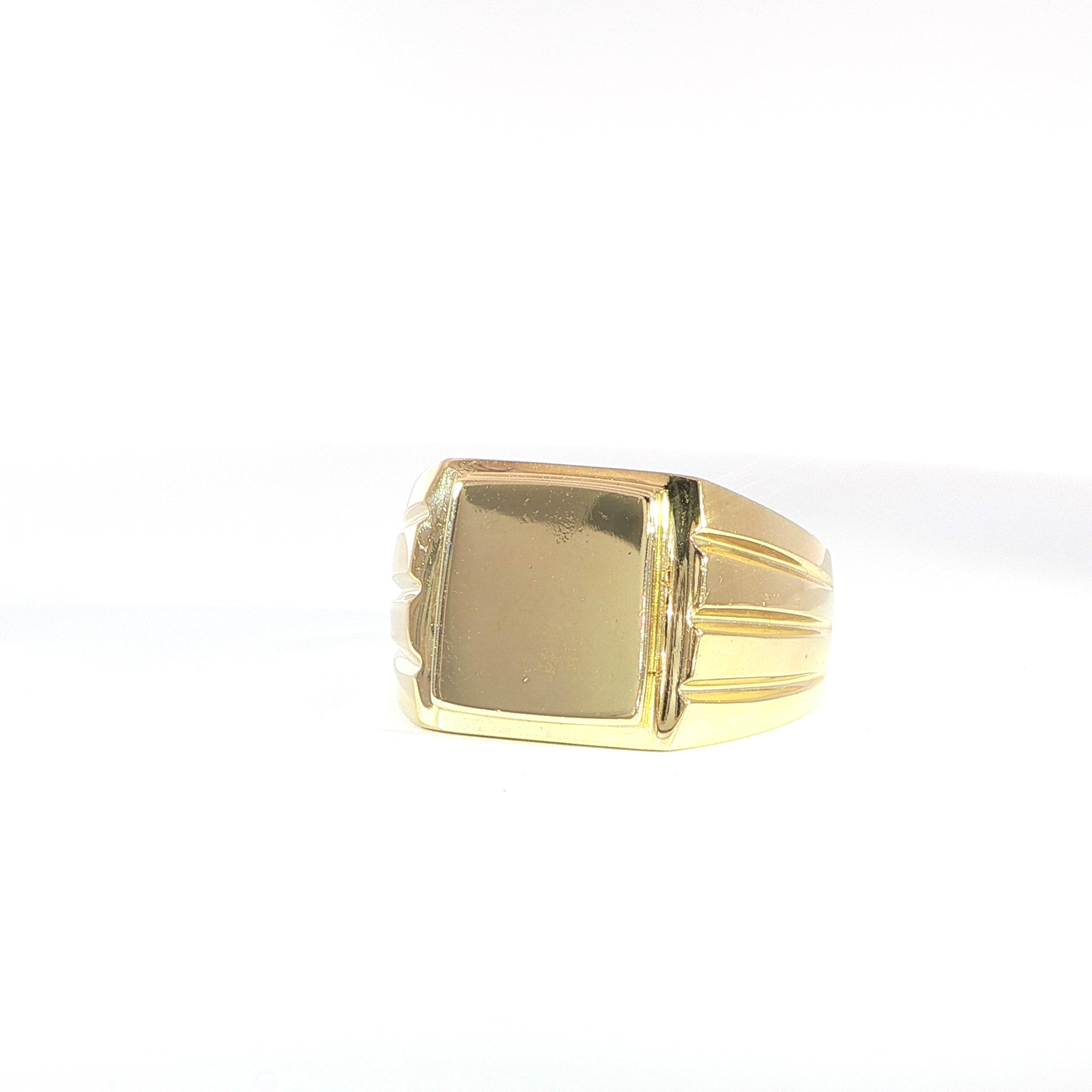 14K Yellow Gold Signet Ring – 13.5MM
