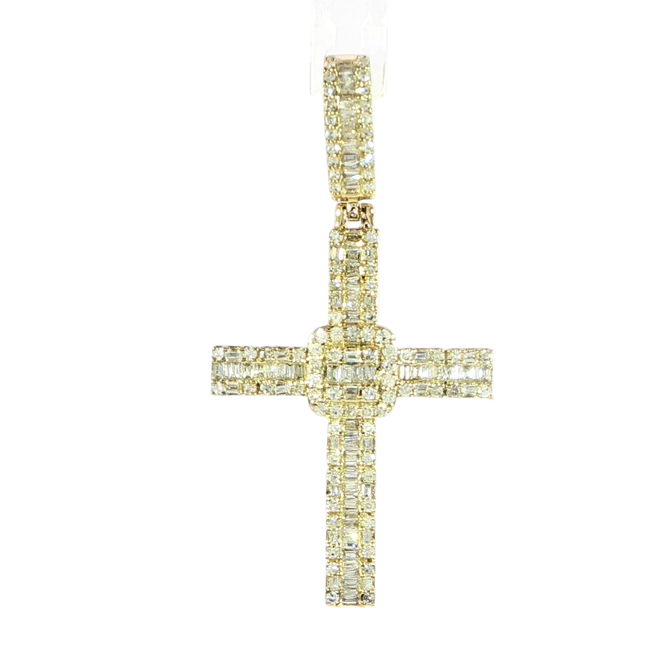 10K Yellow Gold Cross Pendant with Natural Diamond - Elegant Religious Jewelry