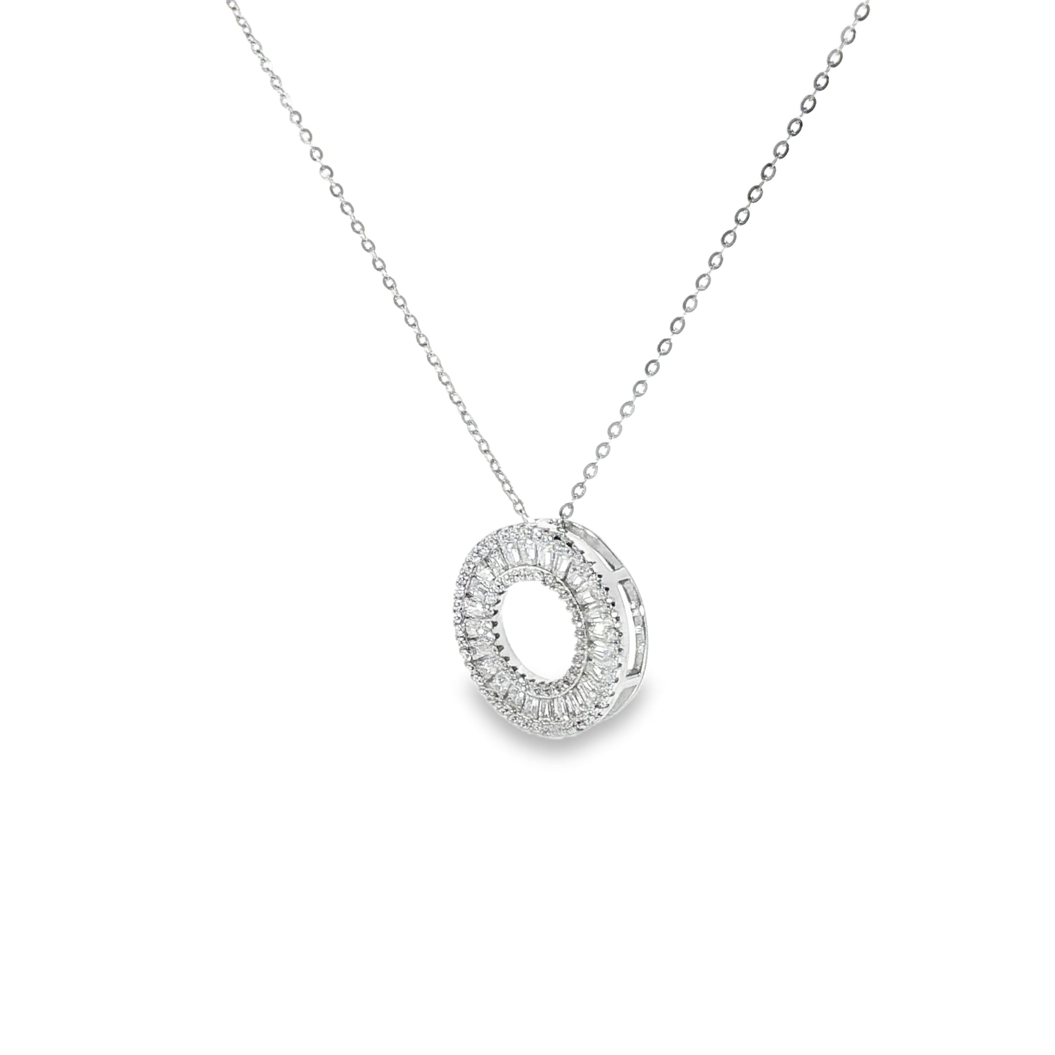 Sterling Silver Baguette Circle Pendant – VVS Moissanite