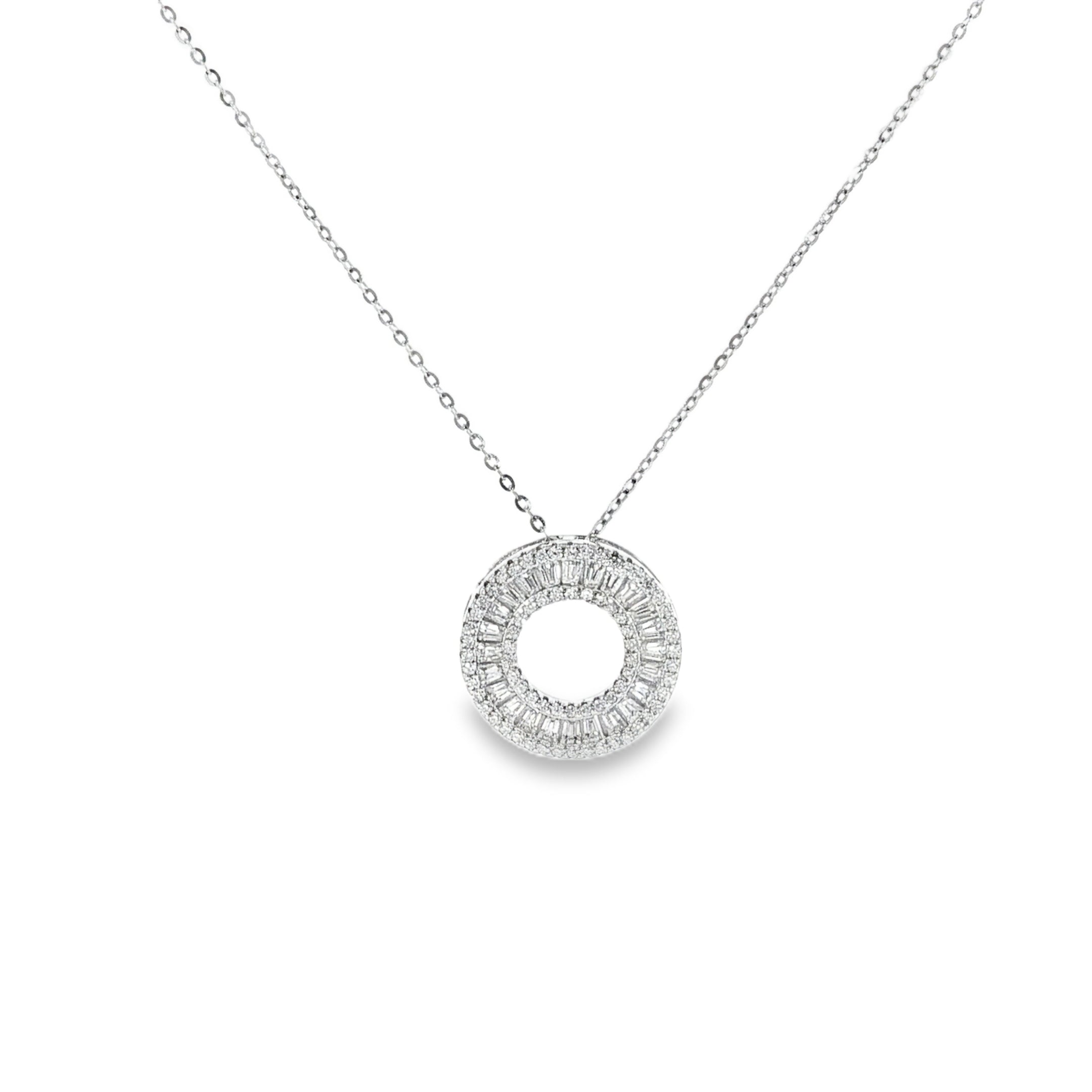 Sterling Silver Baguette Circle Necklace – VVS Moissanite 1.16 CTW