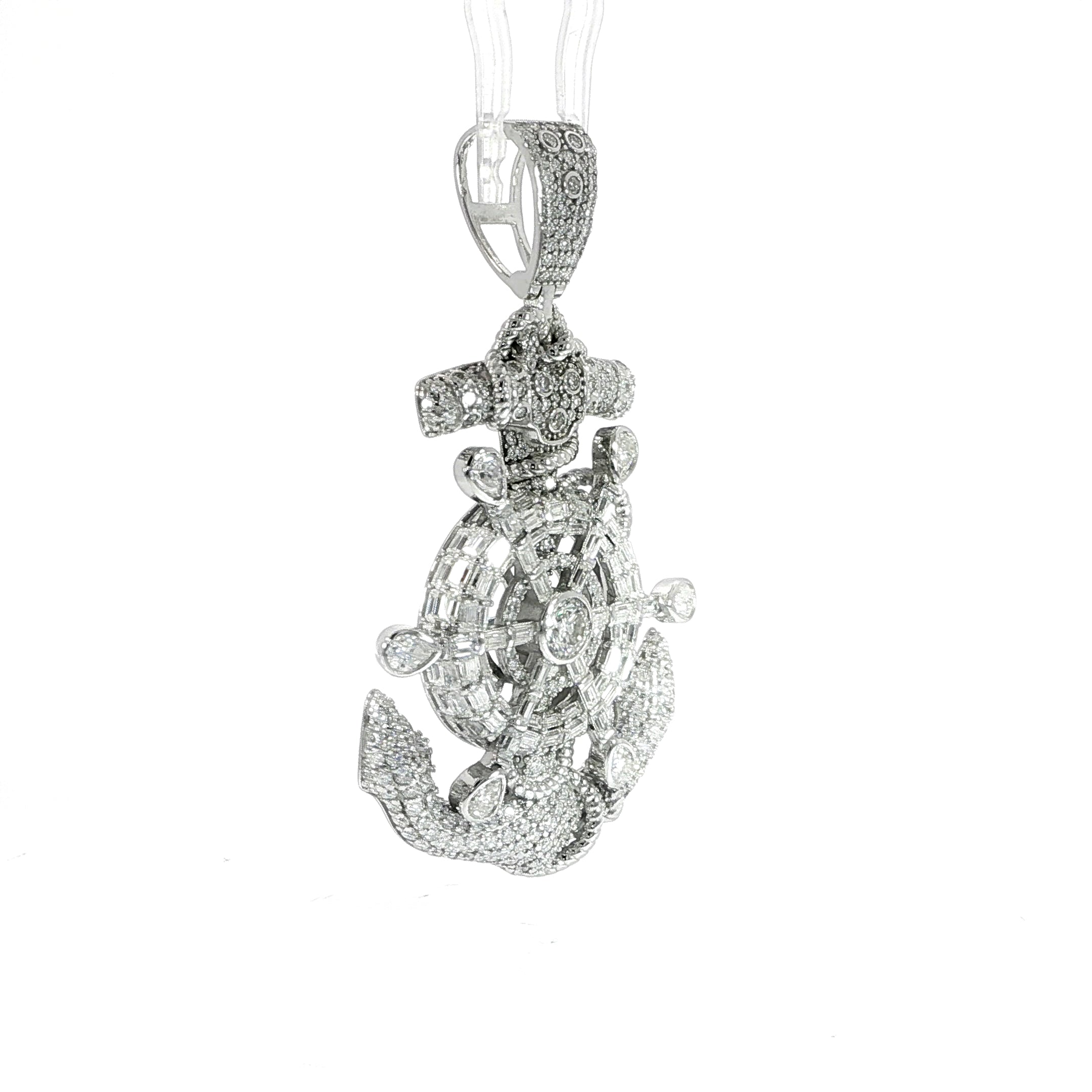 Sterling Silver Anchor Pendant – VVS Moissanite 10 CTW