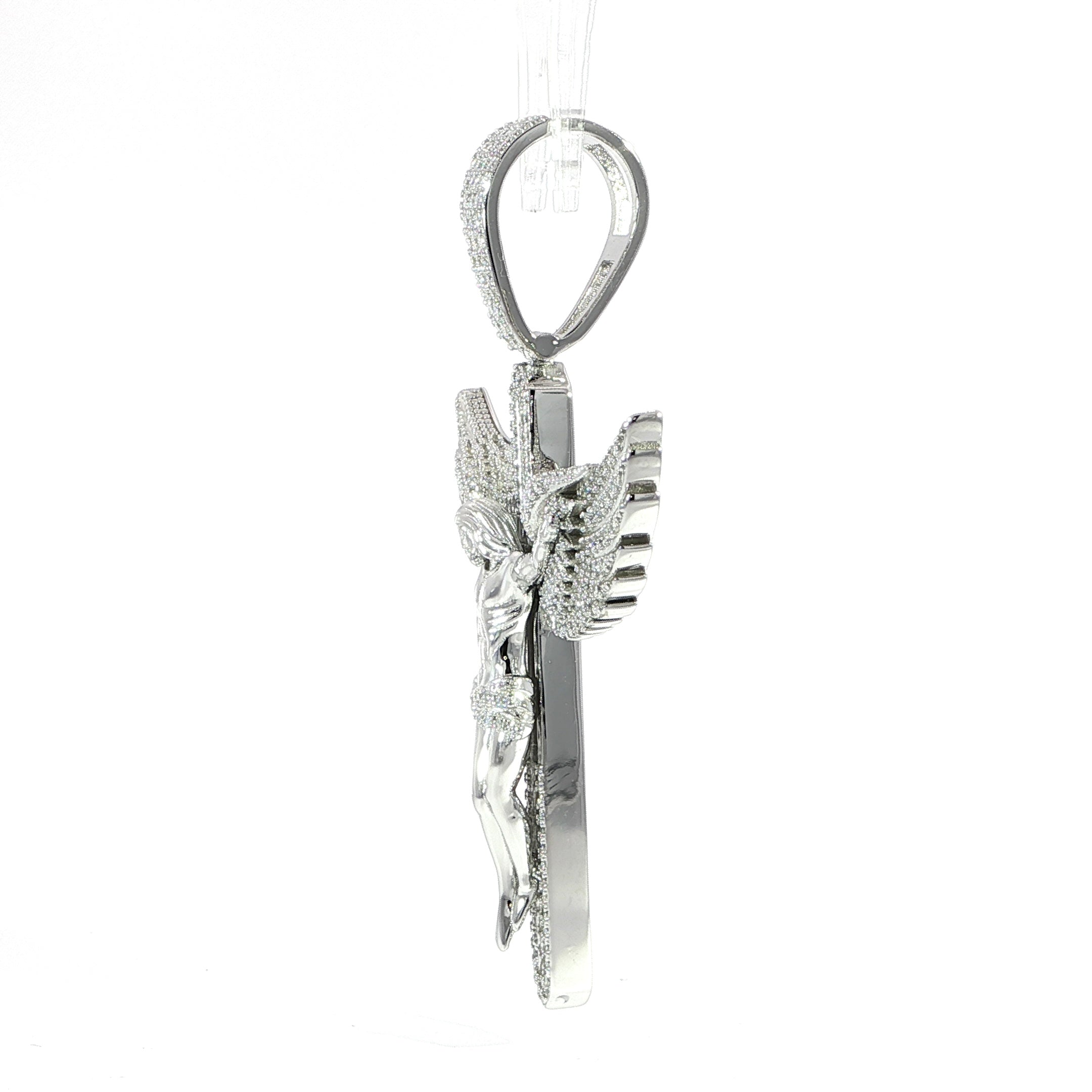 Sterling Silver Angel Cross Moissanite Pendant – 6.14ctw