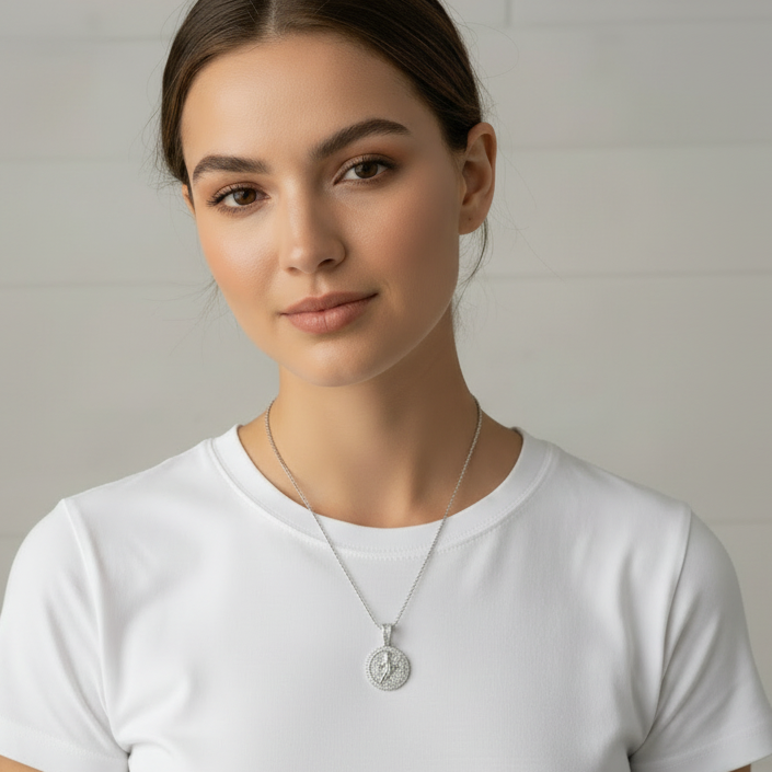 Sterling Silver Cherub Medallion Pendant – VVS Moissanite 5.3 CTW