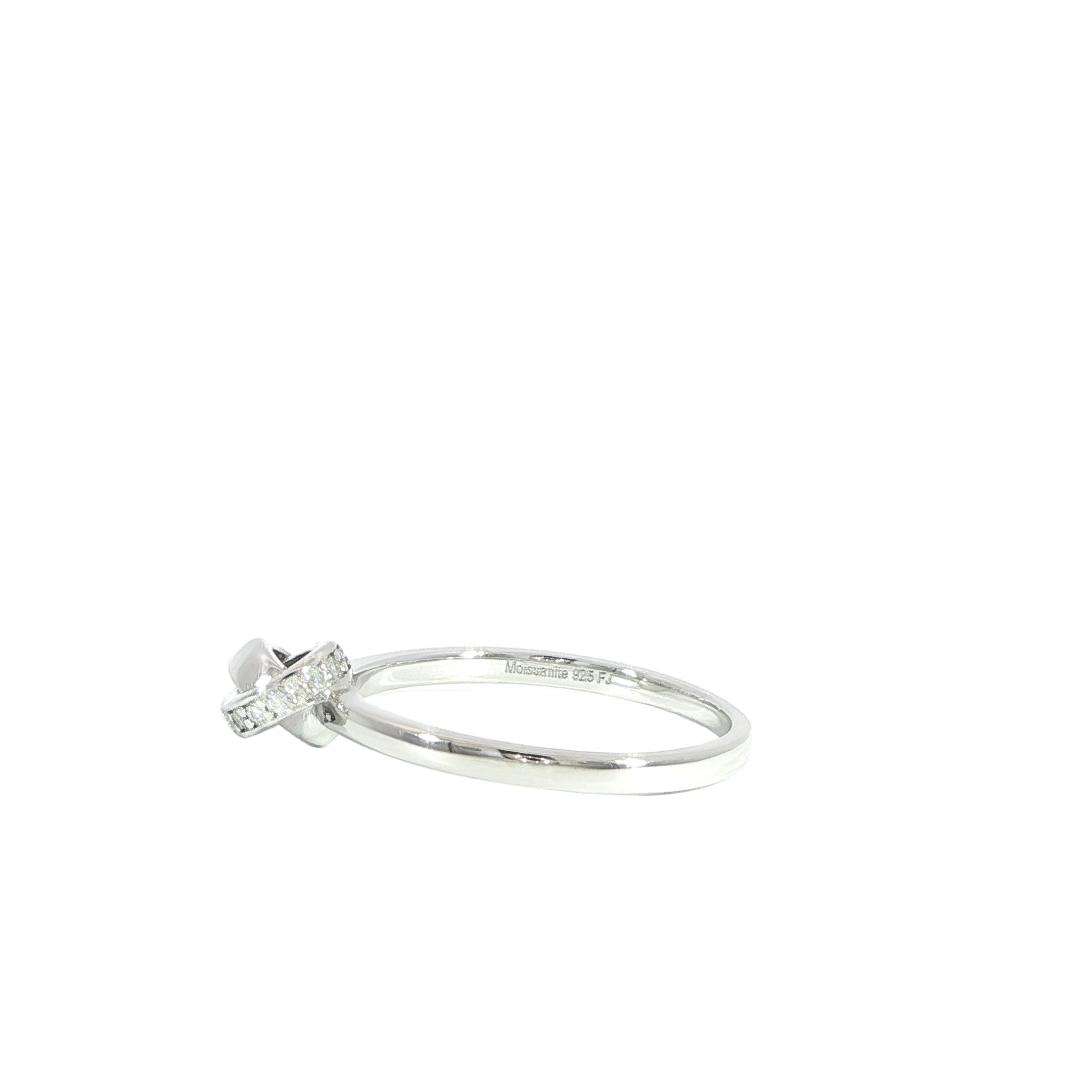 Sterling Silver Love Knot Moissanite Ring