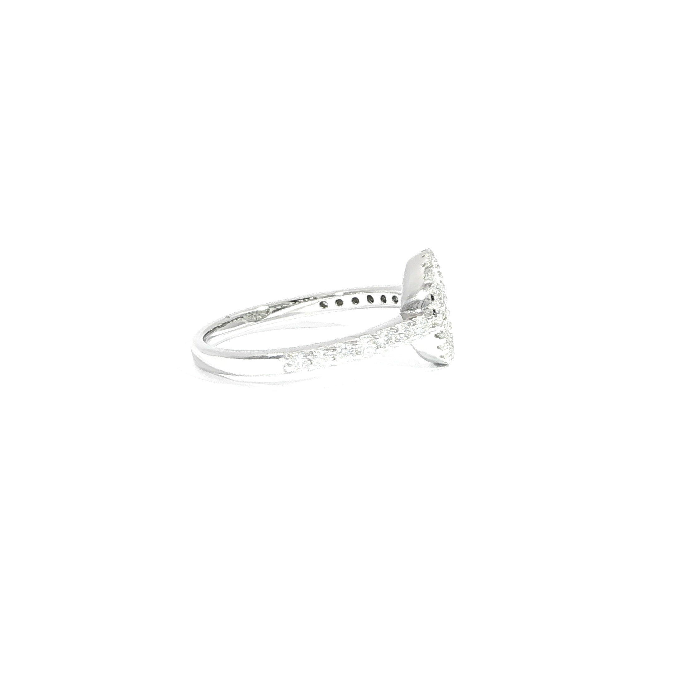 Sterling Silver Baguette Halo Moissanite Ring