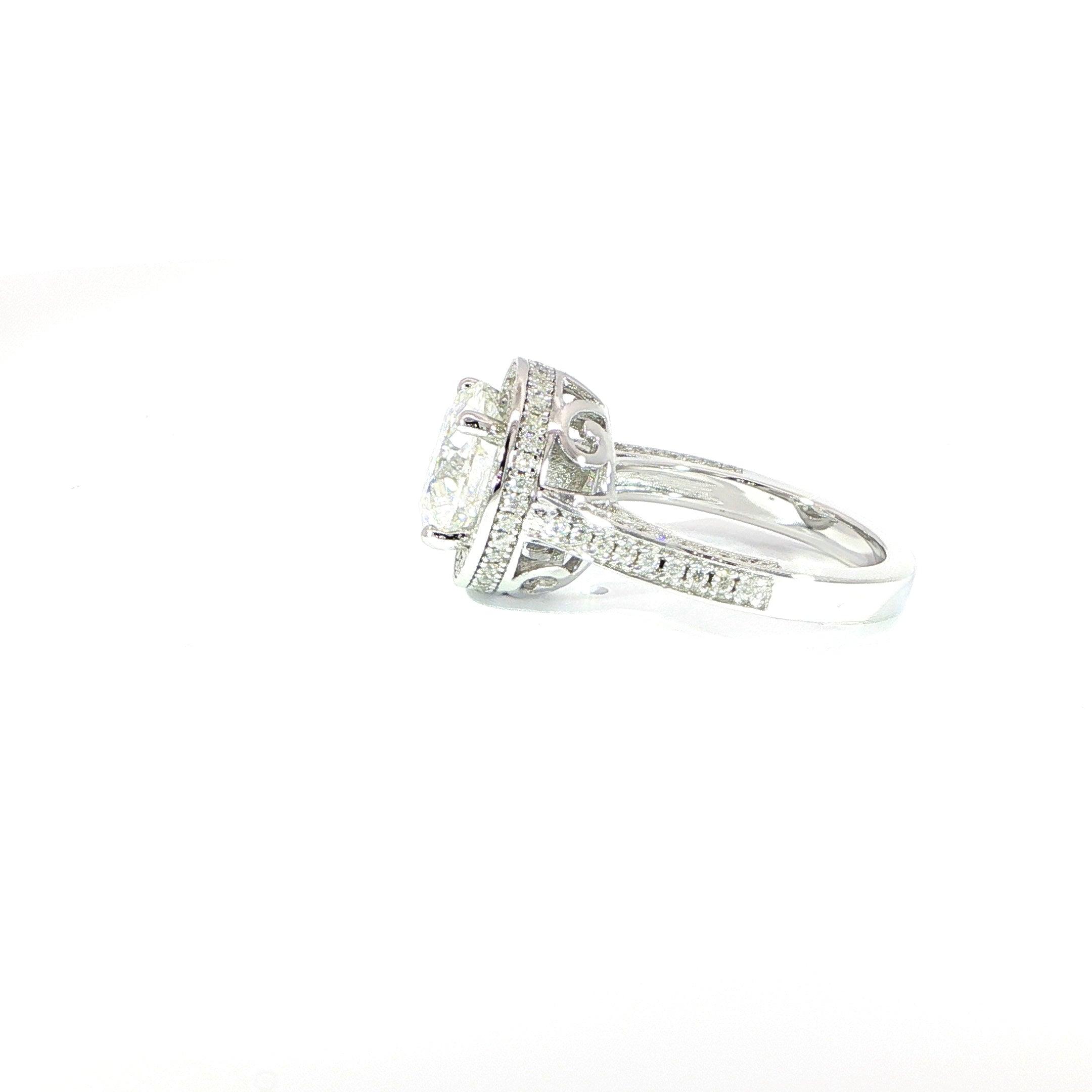 925 Sterling Silver 4 Carat VVS Moissanite Halo Engagement Ring