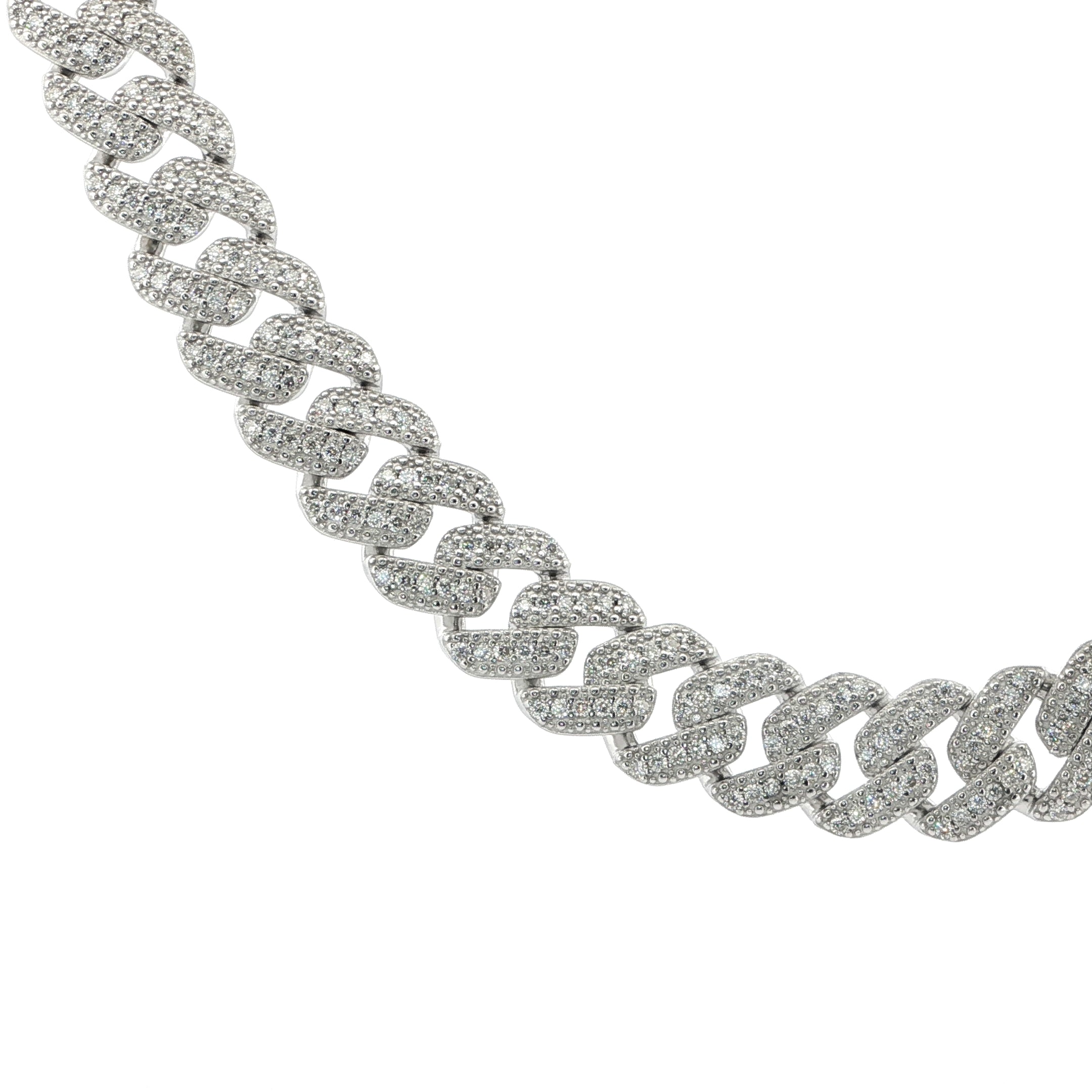 Sterling Silver Solid Miami Cuban Chain – VVS Moissanite – 12MM