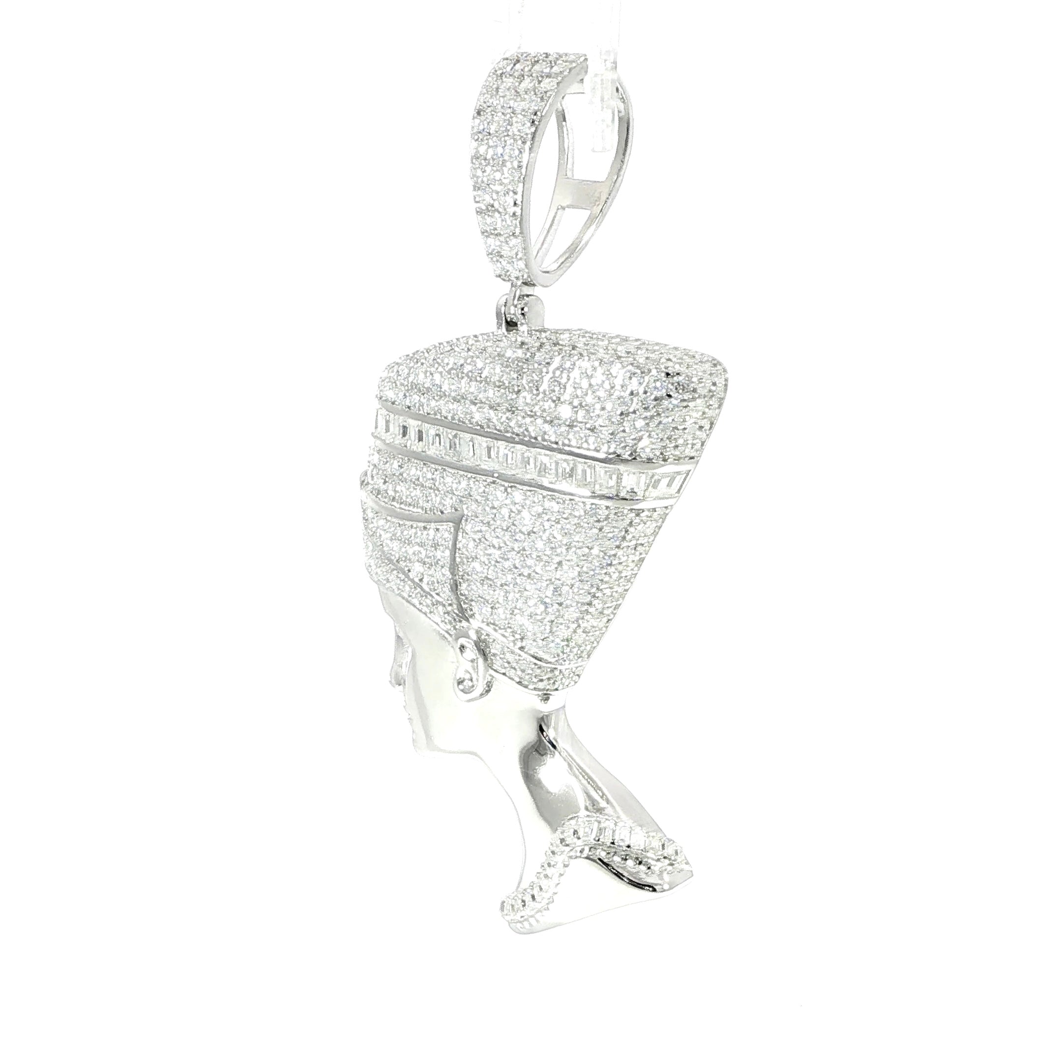 Sterling Silver Queen Nefertiti Pendant - VVS Moissanite 5 CTW