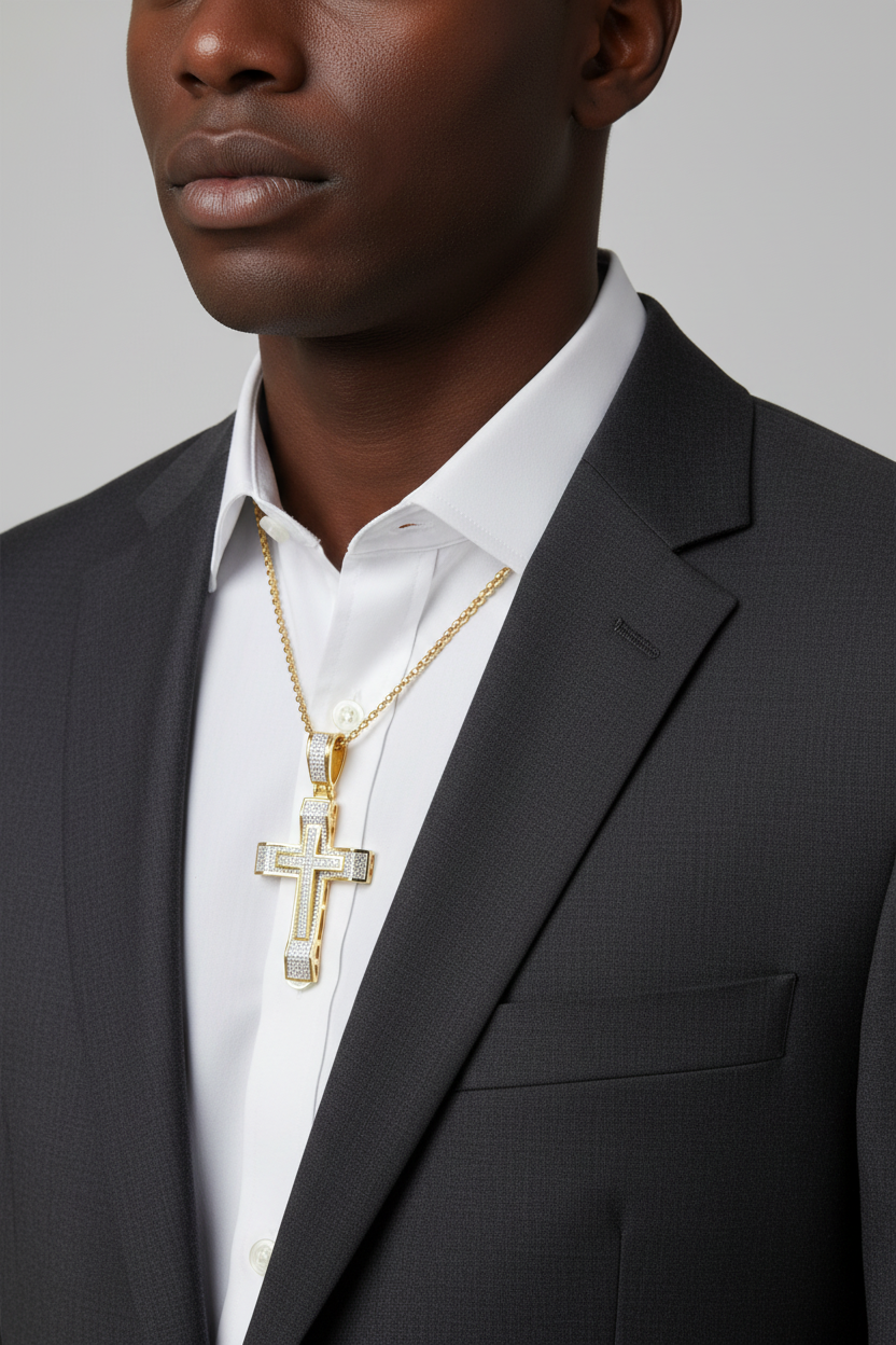 Sterling Silver Cross Pendant – VVS Moissanite 2.7 CTW