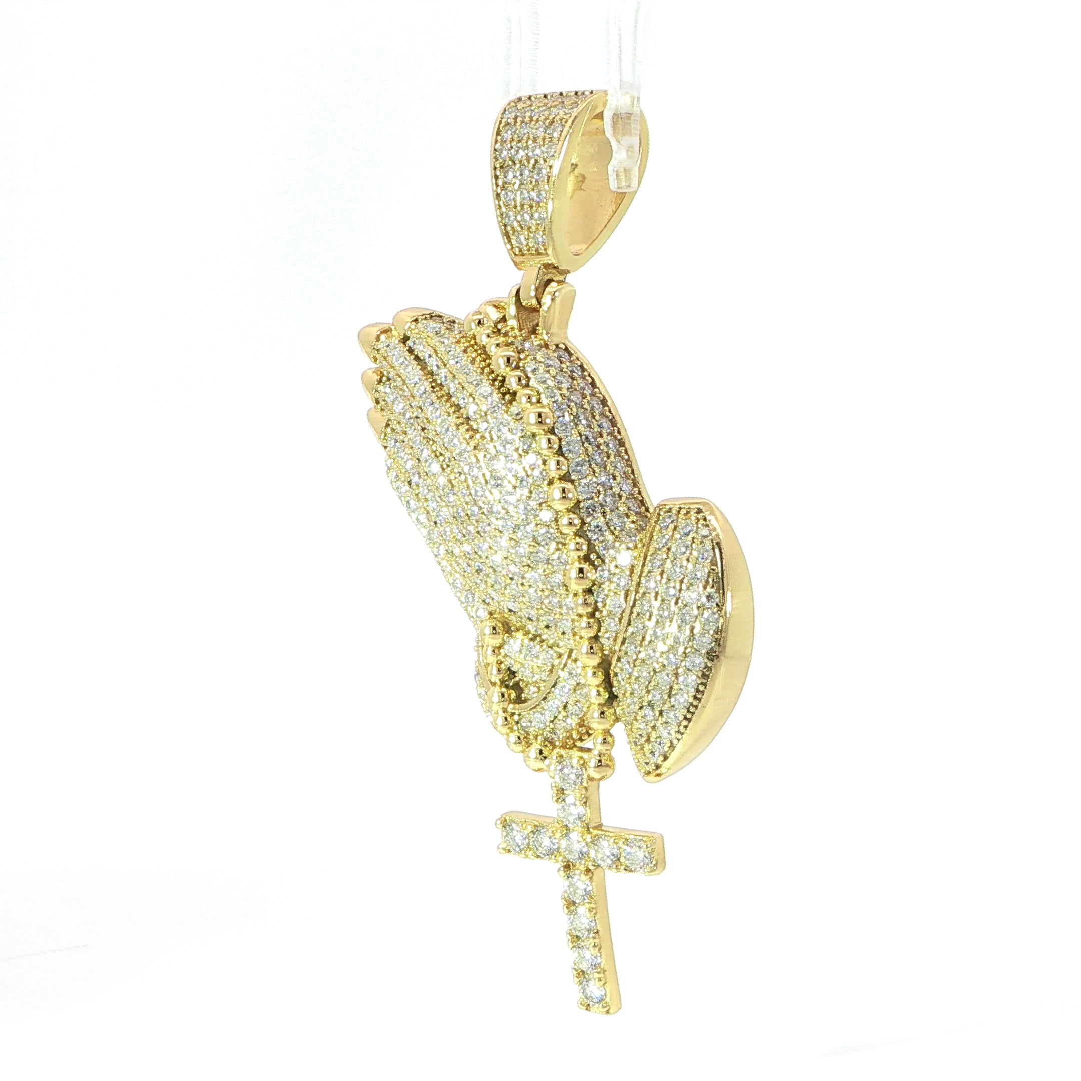 Sterling Silver Praying Hand Pendant with VVS Moissanite