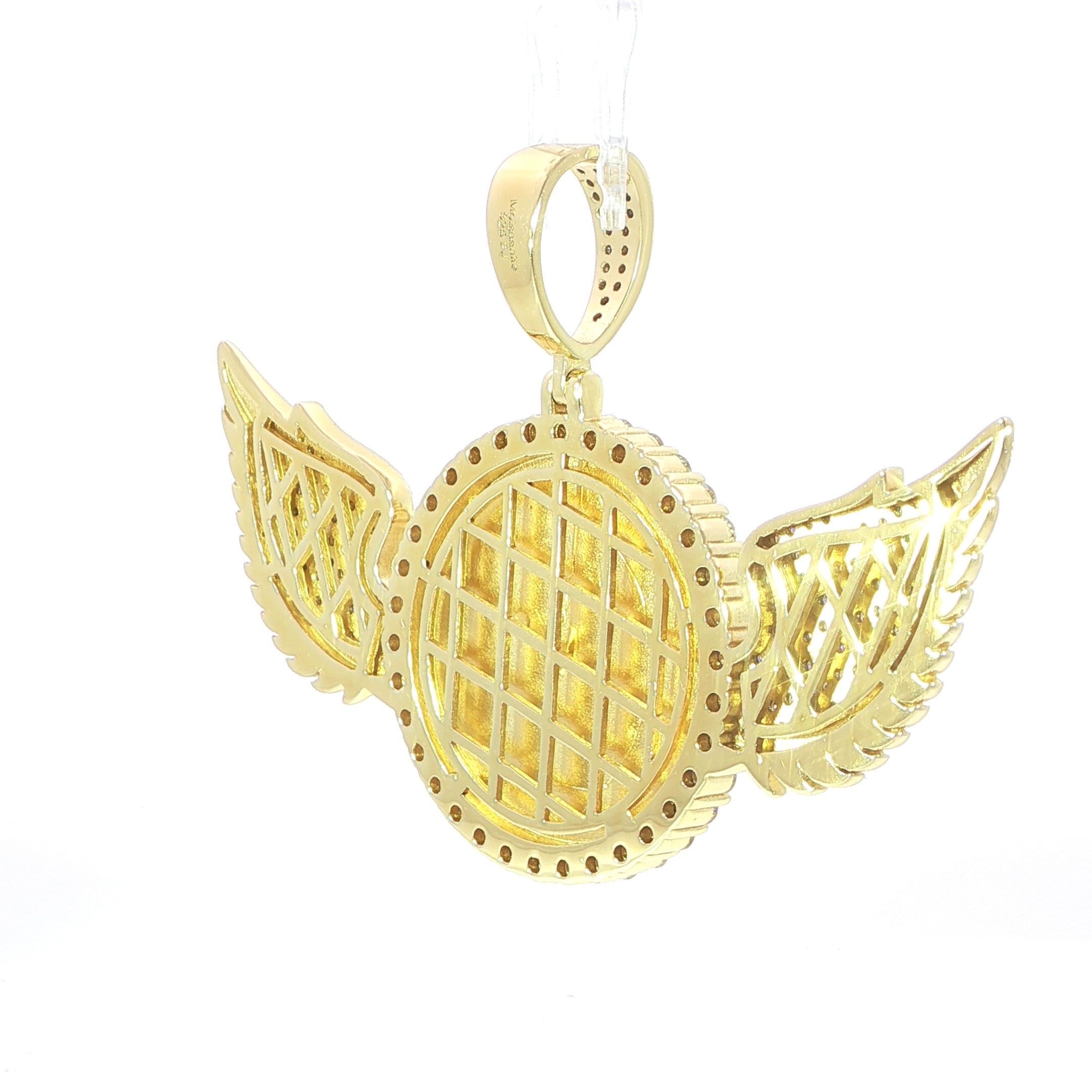 Sterling Silver Winged Picture Frame Pendant – VVS Moissanite 7 CTW