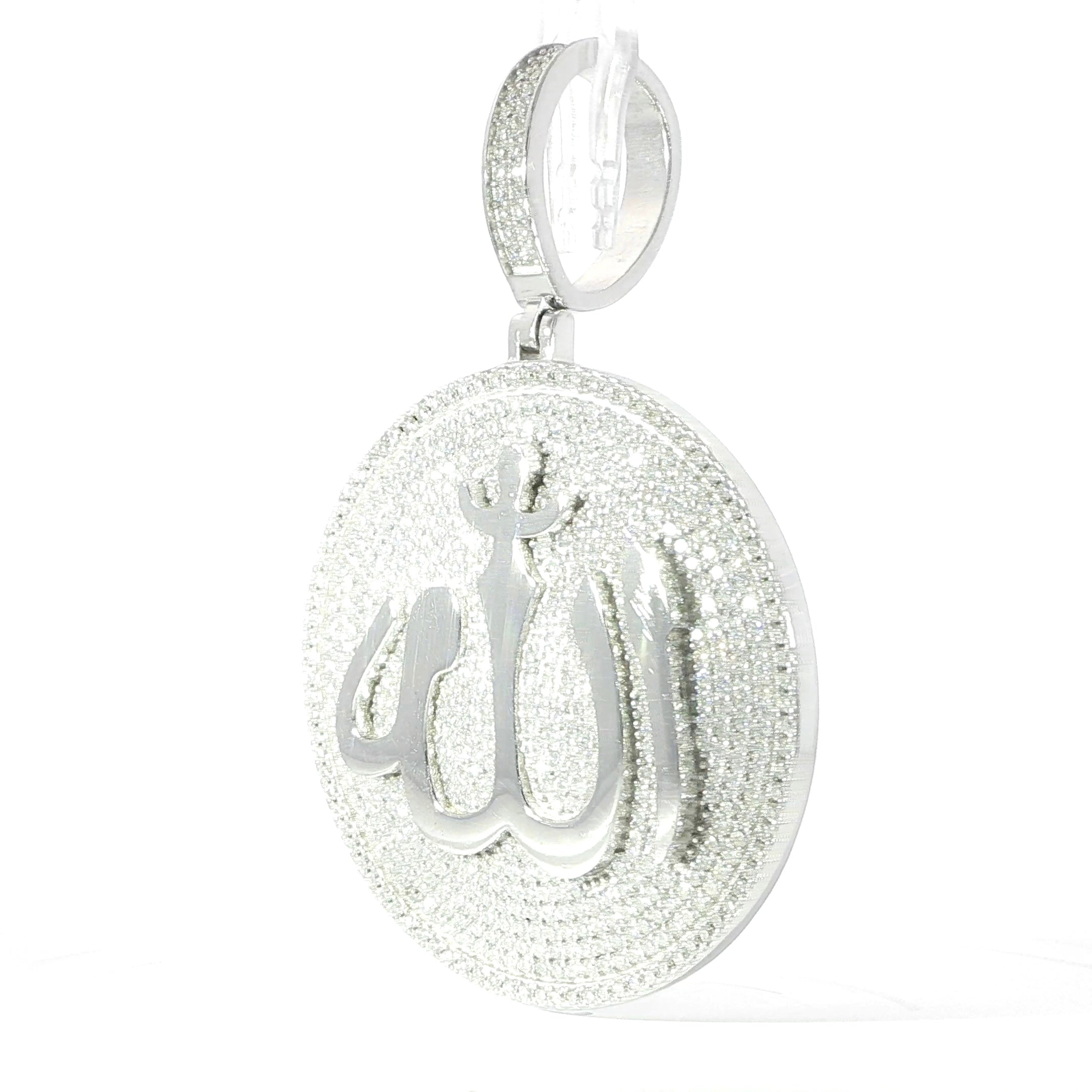 Sterling Silver Allah Pendant with VVS Moissanite - 8.8 Carats