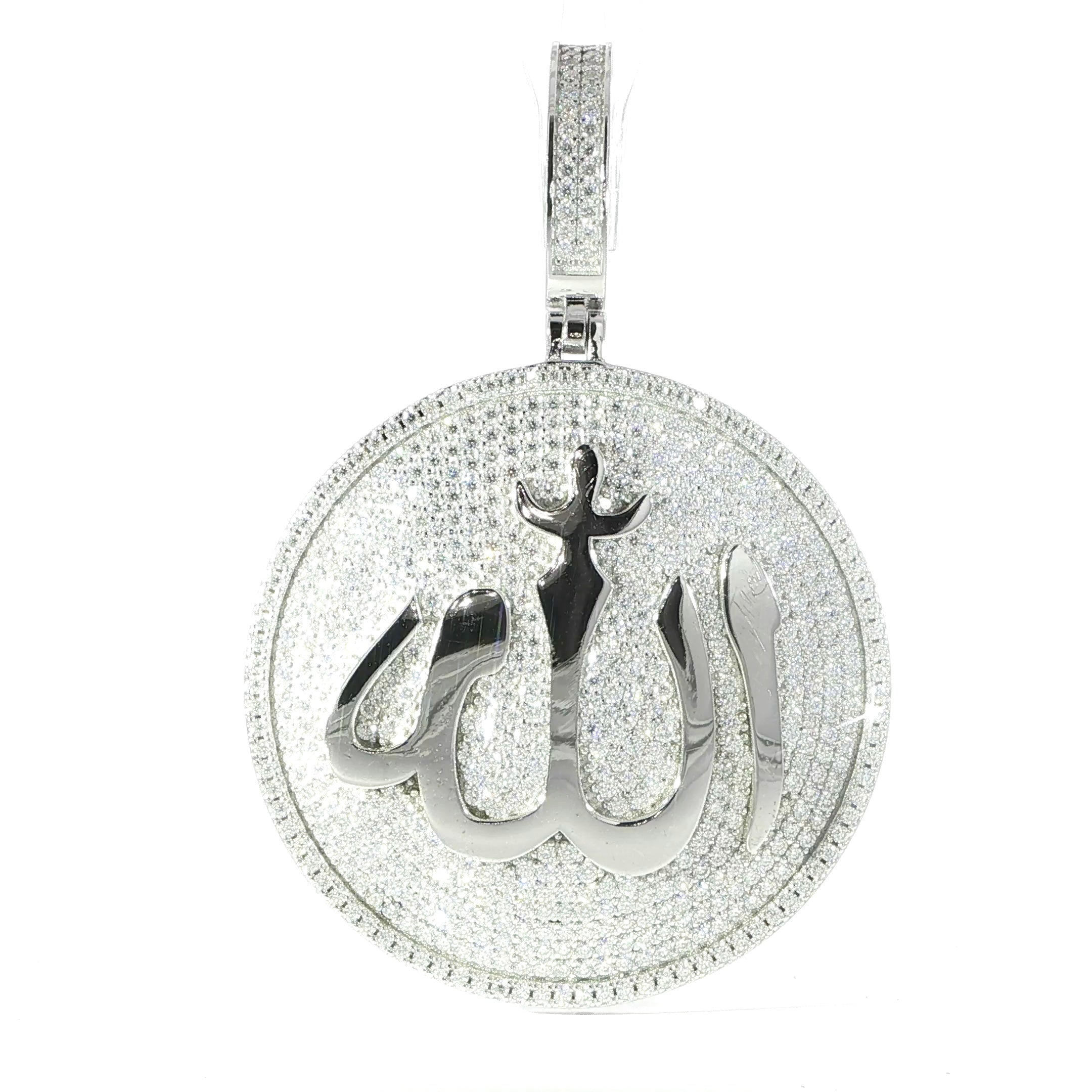 Sterling Silver Allah Pendant – VVS Moissanite 8 CTW