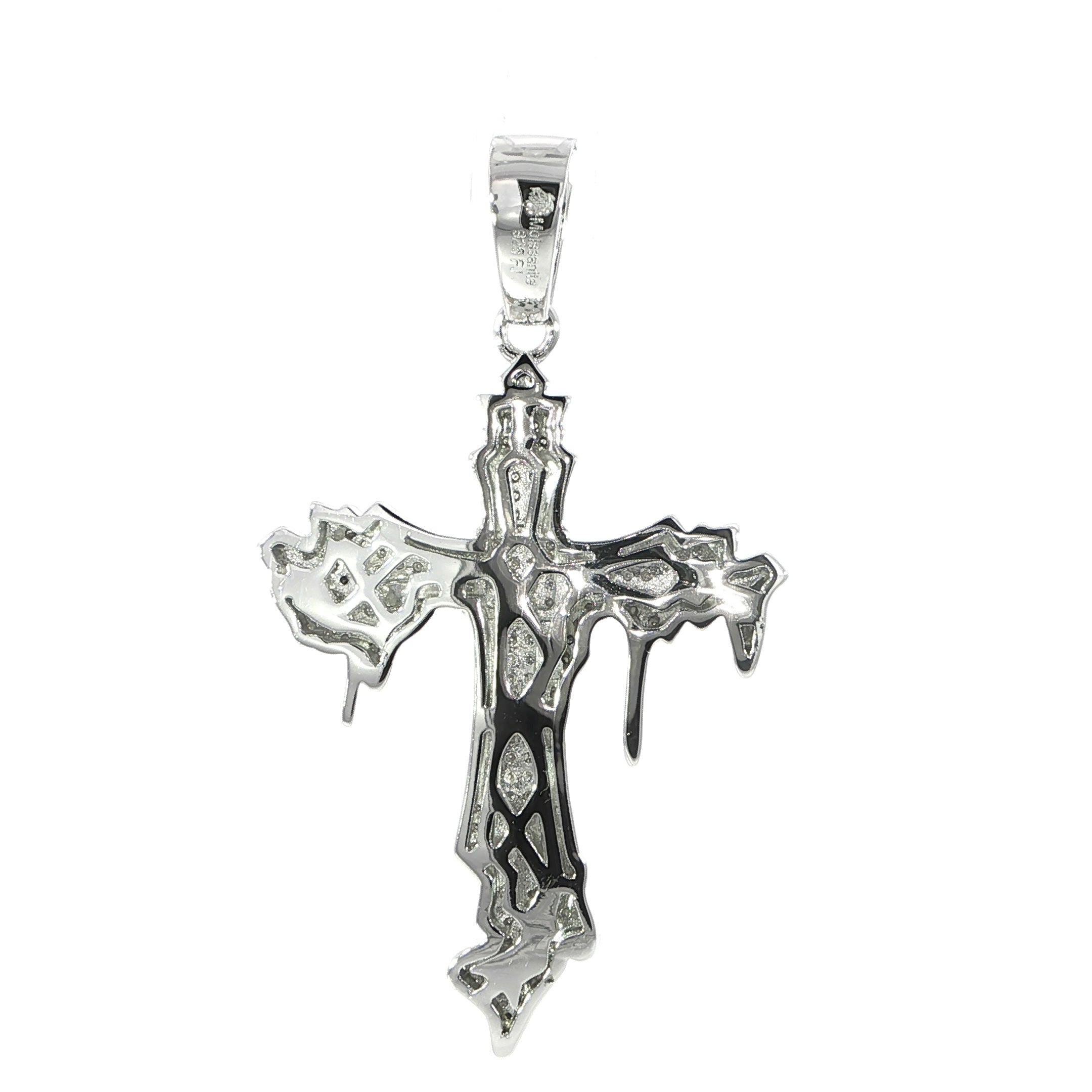 Sterling Silver Drip Cross Pendant – VVS Moissanite 1 CTW