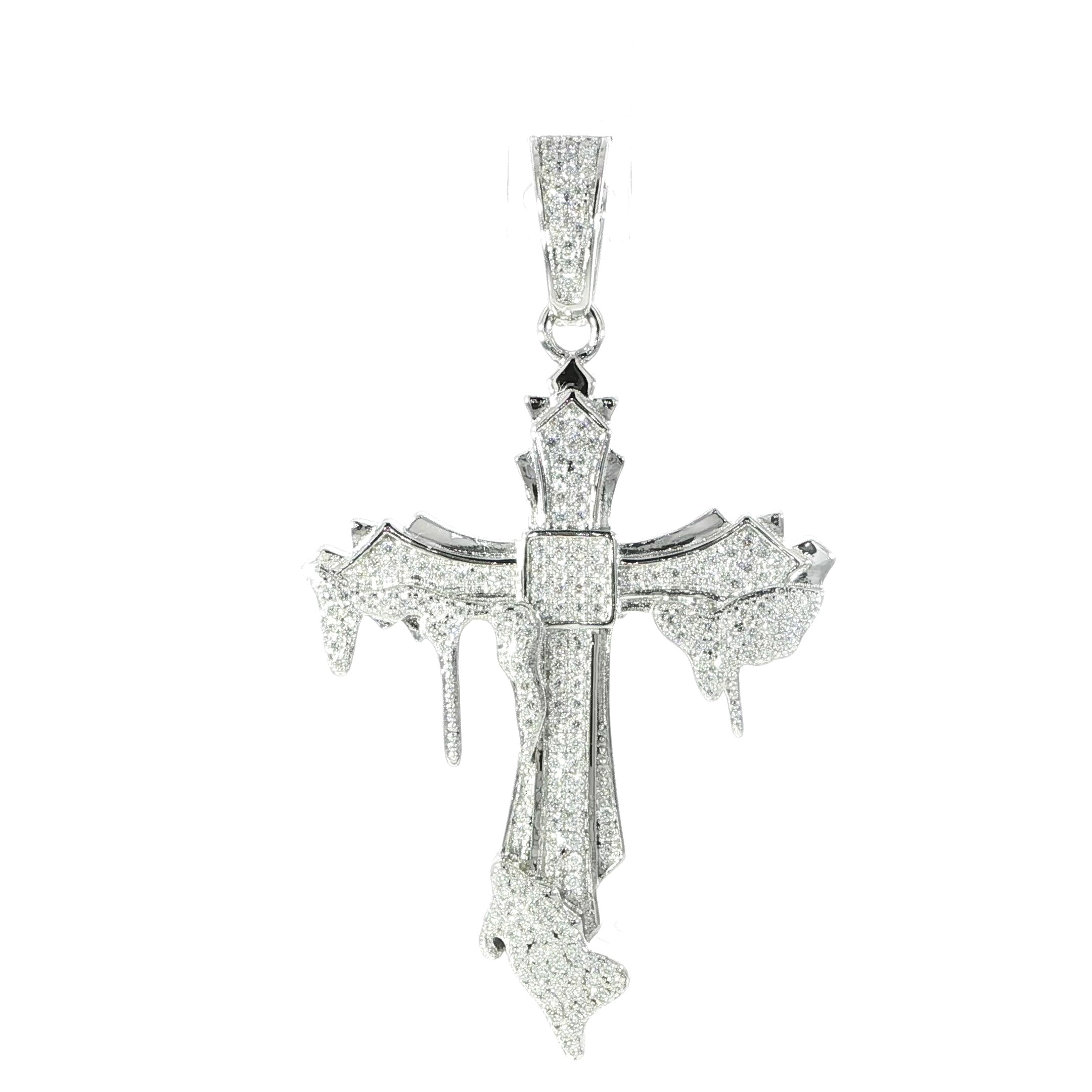 Sterling Silver Cross Pendant with VVS Moissanite - 0.96 Carat
