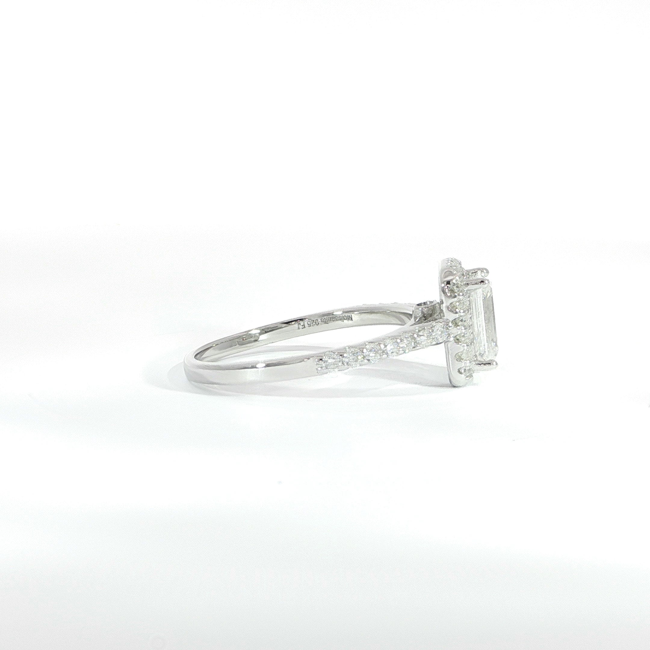 Sterling Silver Emerald-Cut Moissanite Ring ā 1.32ctw