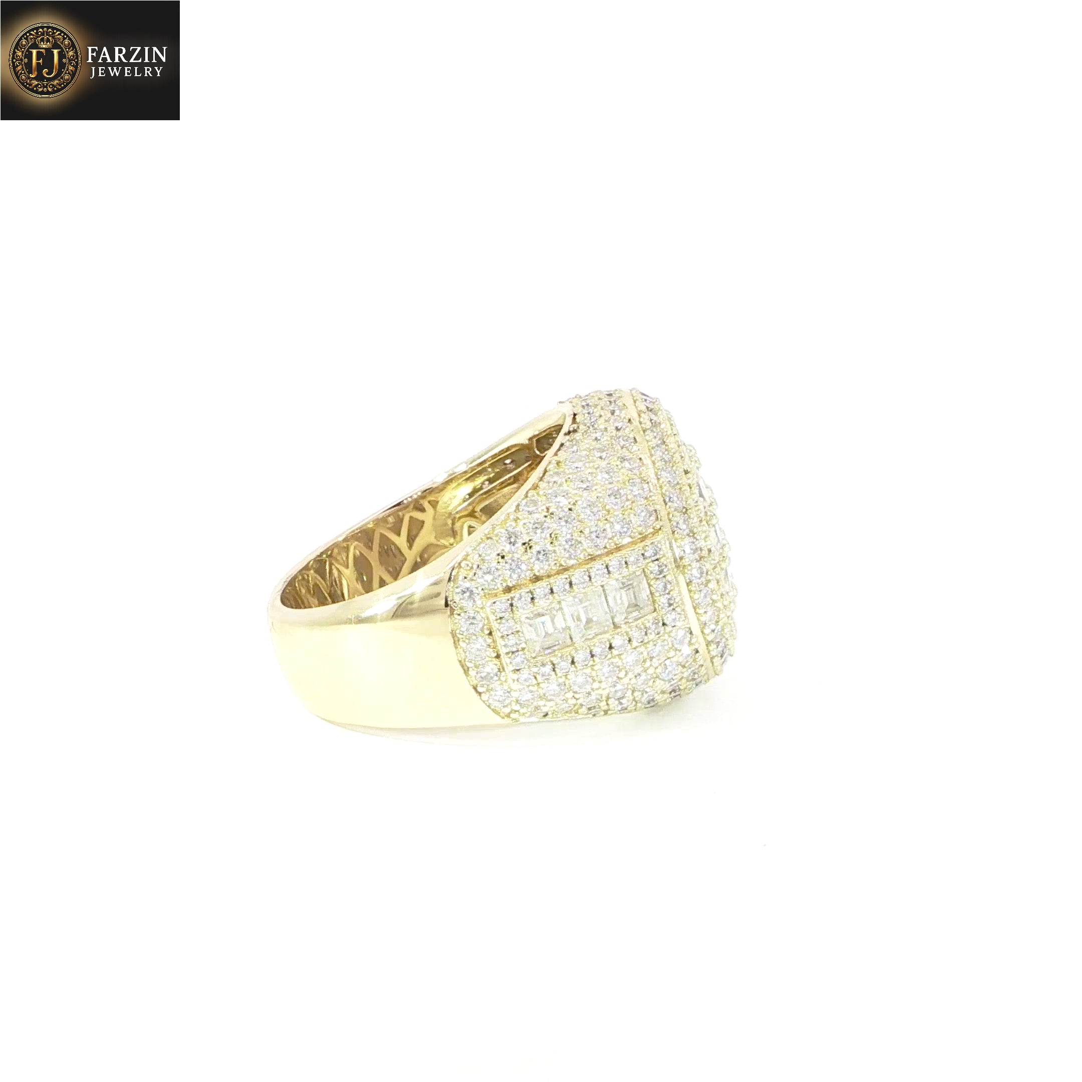 Sterling Silver Men's Ring with VVS Moissanite Stones, 5.90 Total Carats