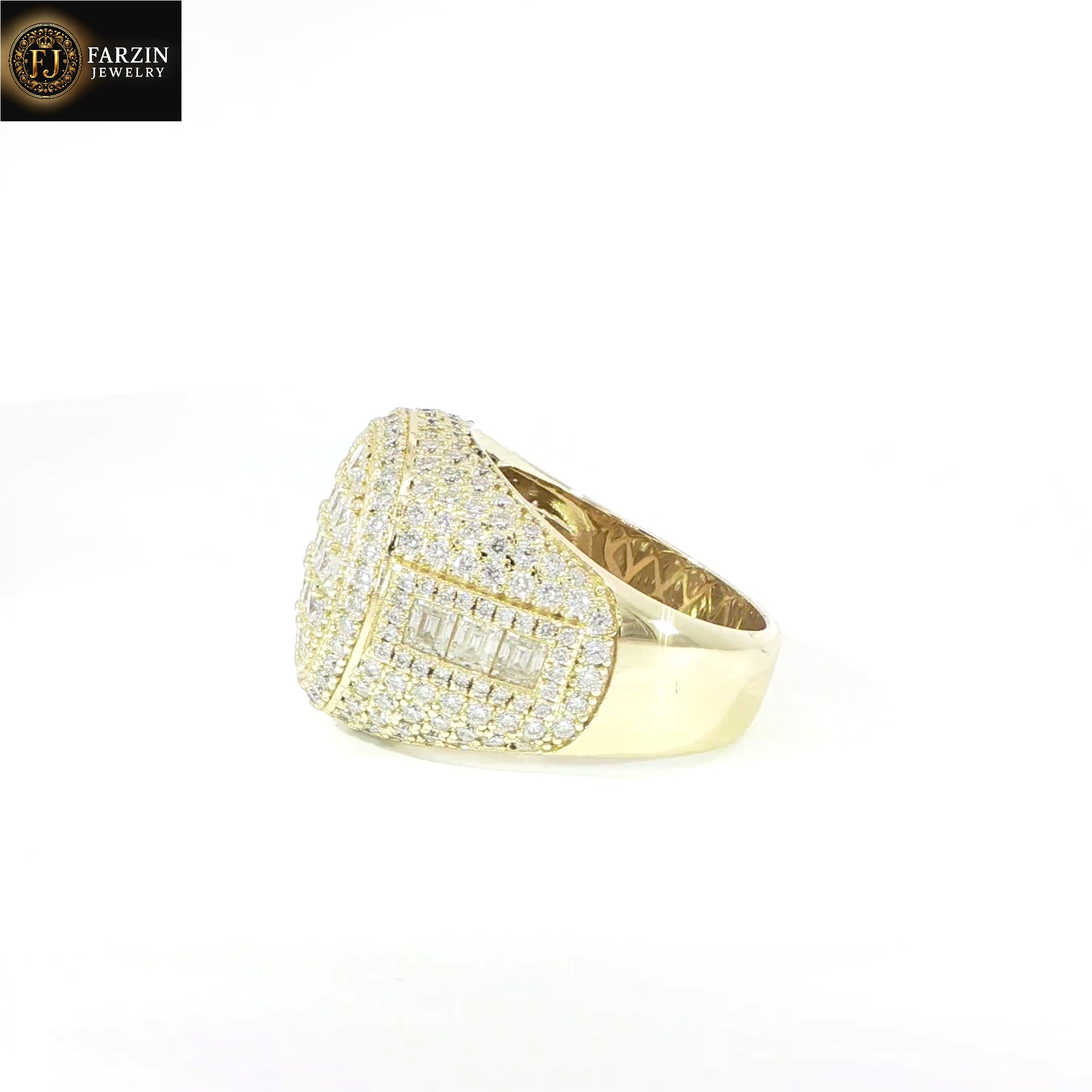 Sterling Silver Men's Ring with VVS Moissanite Stones, 5.90 Total Carats
