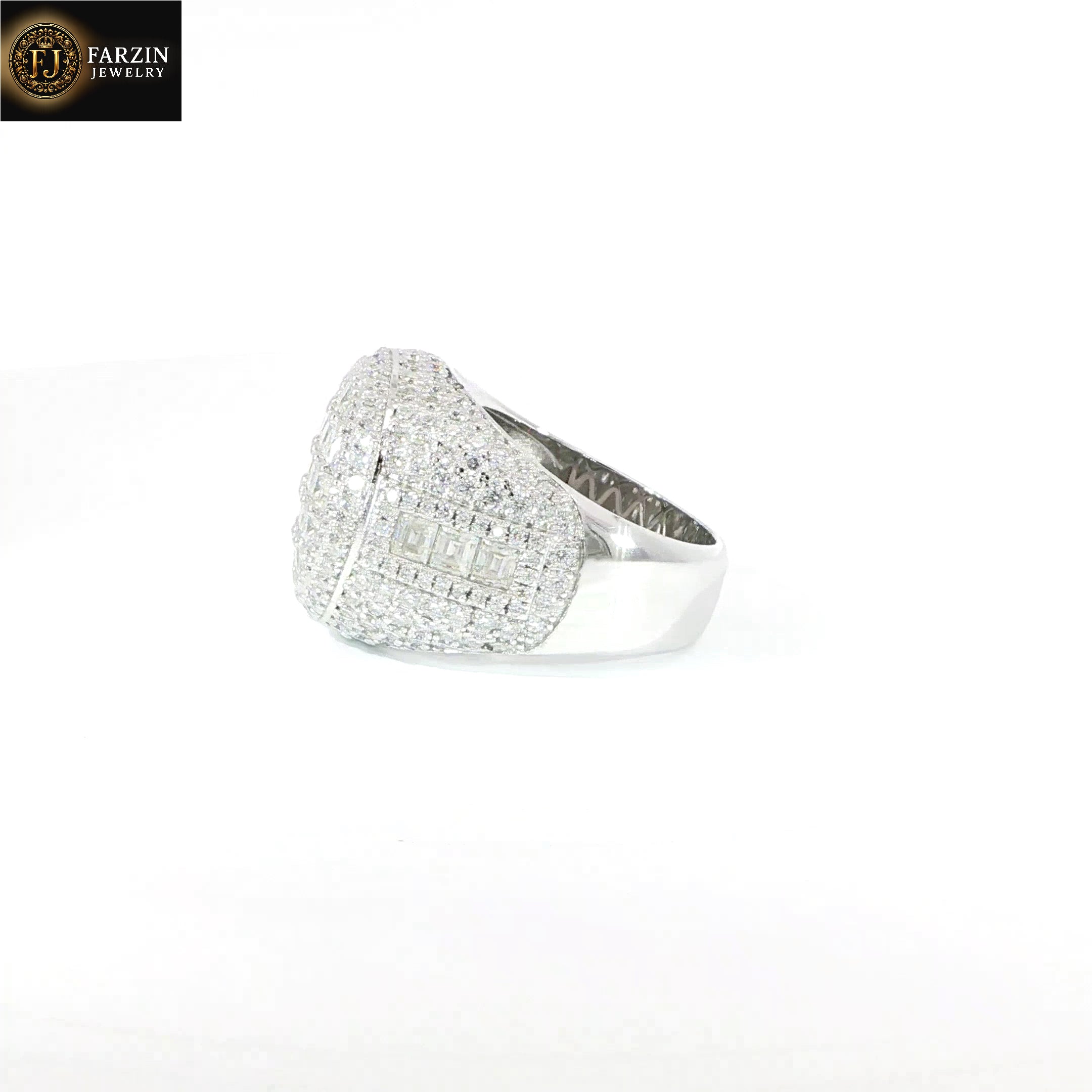 Sterling Silver Men's Ring with VVS Moissanite Stones, 5.90 Total Carats