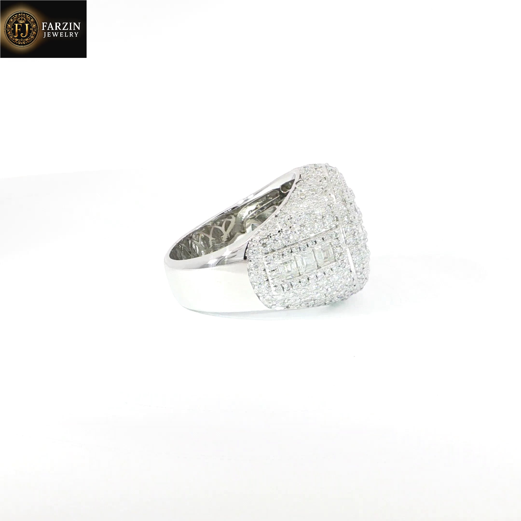 Sterling Silver Men's Ring with VVS Moissanite Stones, 5.90 Total Carats