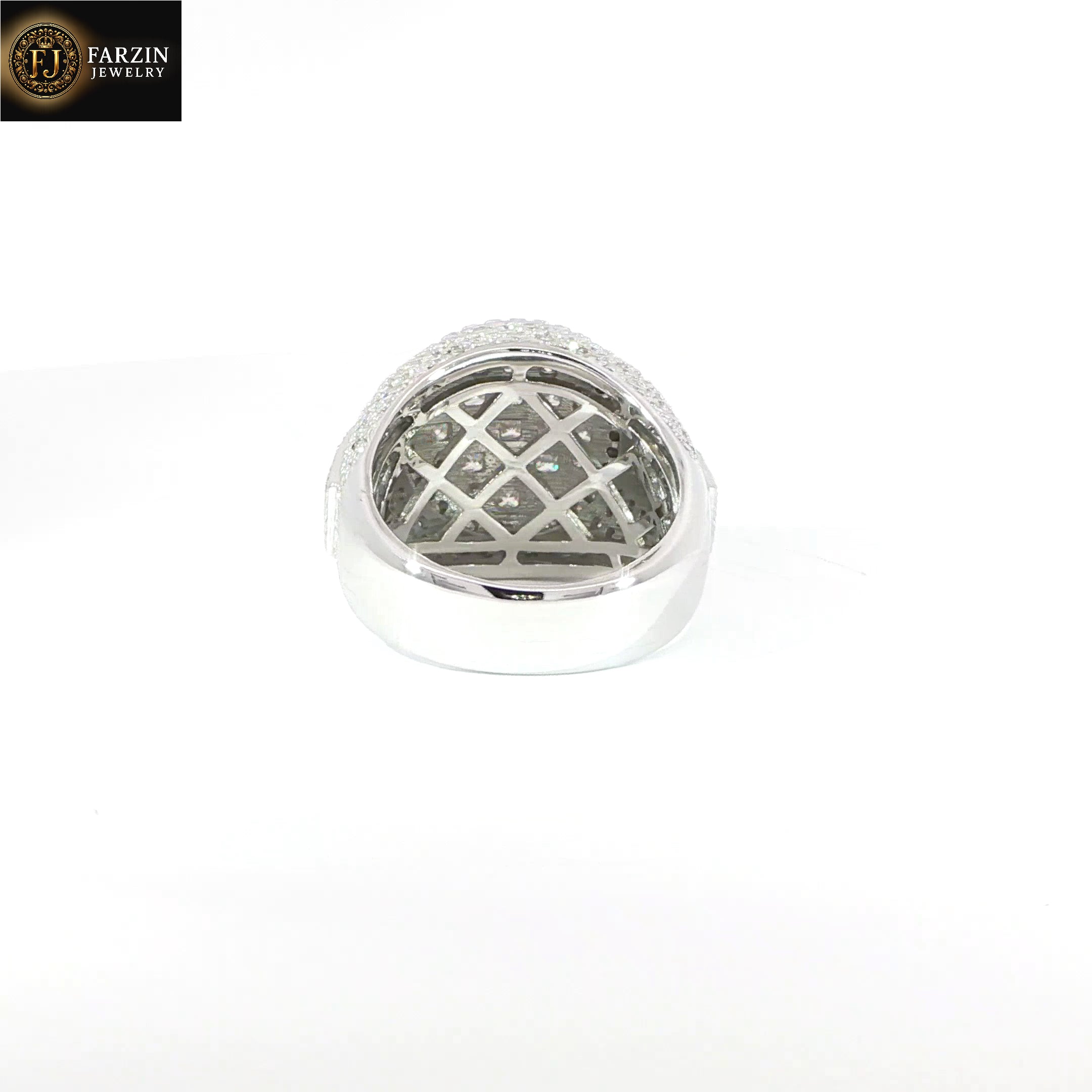Sterling Silver Men's Ring with VVS Moissanite Stones, 5.90 Total Carats