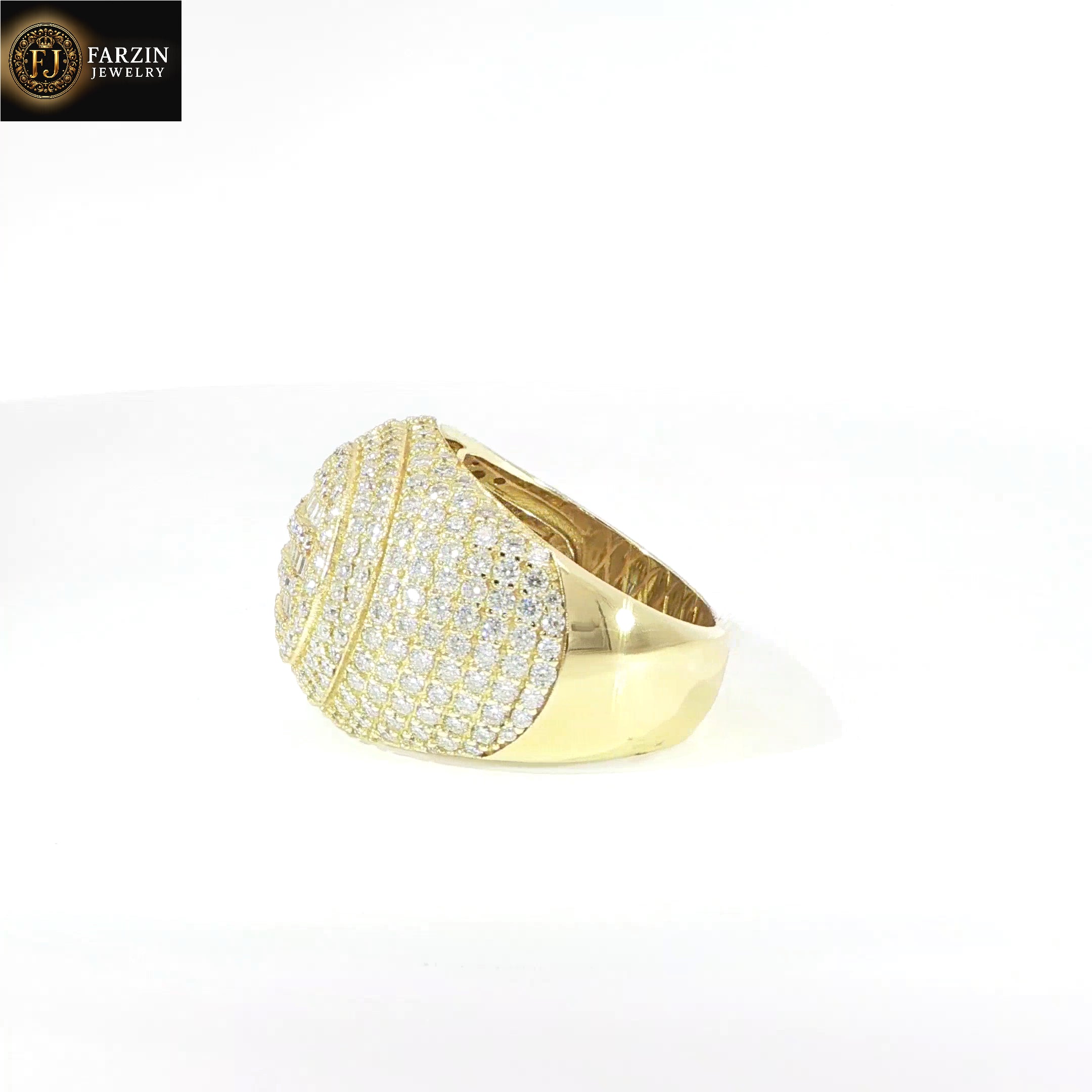 Sterling Silver Round Pave Set Ring with VVS Moissanite Stones, Two Color Options, 3.93 Total Carats