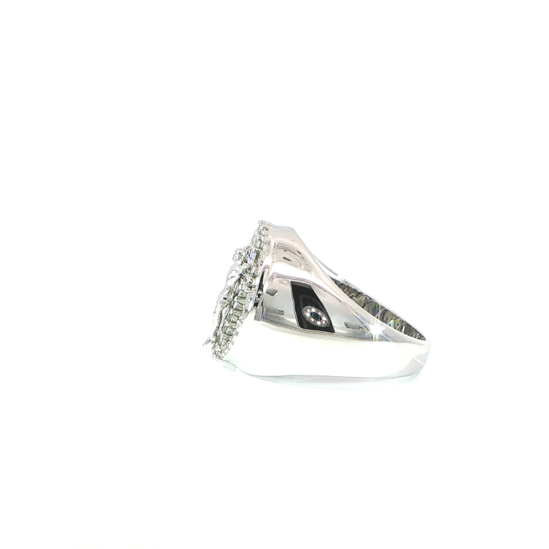 Sterling Silver Crucifix Ring with VVS Moissanite Stones