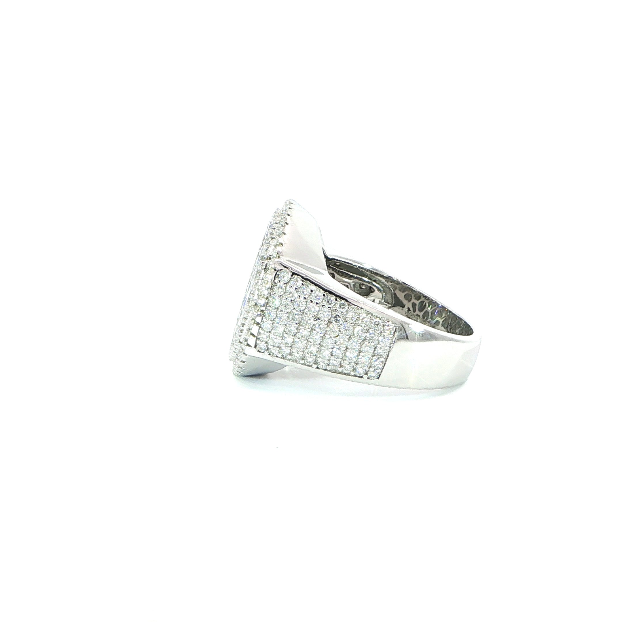 Sterling Silver Round Pave Set Ring with VVS Moissanite Stones, Two Color Options, 3.51 Total Carats