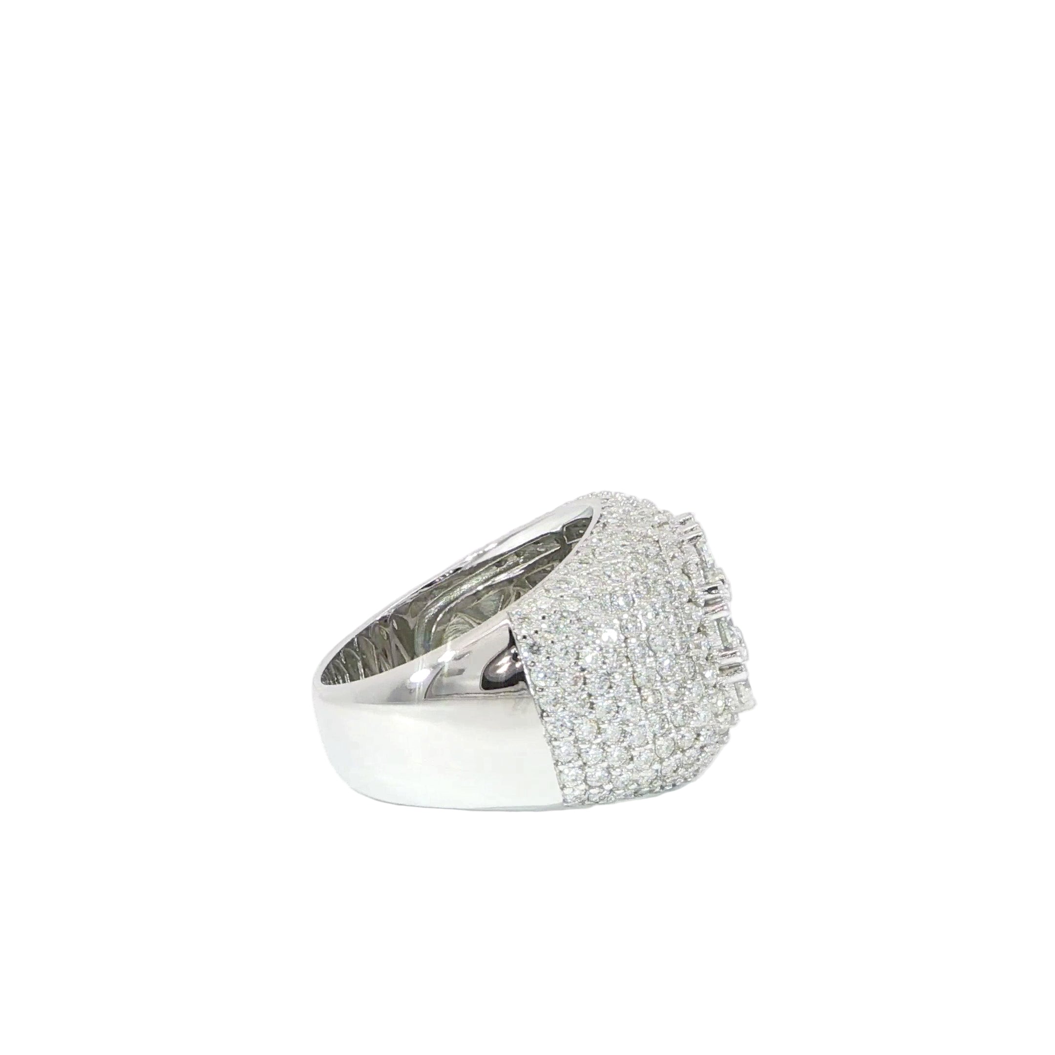 Sterling Silver Square Pave Set Ring with VVS Moissanite Stones, Two Color Options, 5.68 Total Carats