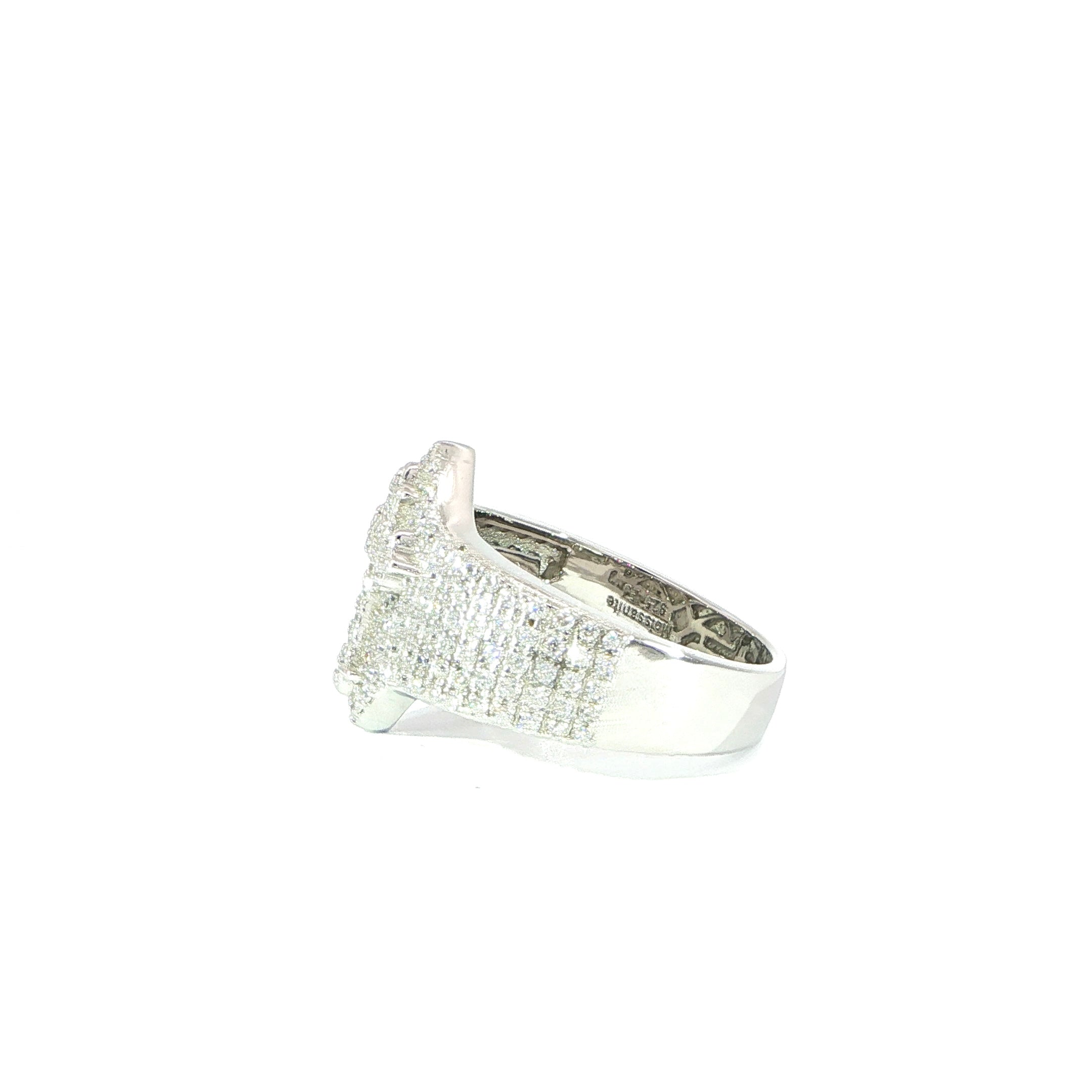 925 Sterling Silver VVS Moissanite Cross Ring