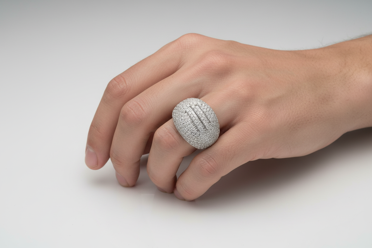 Sterling Silver Round Cluster Statement Ring – VVS Moissanite 3.93 CTW