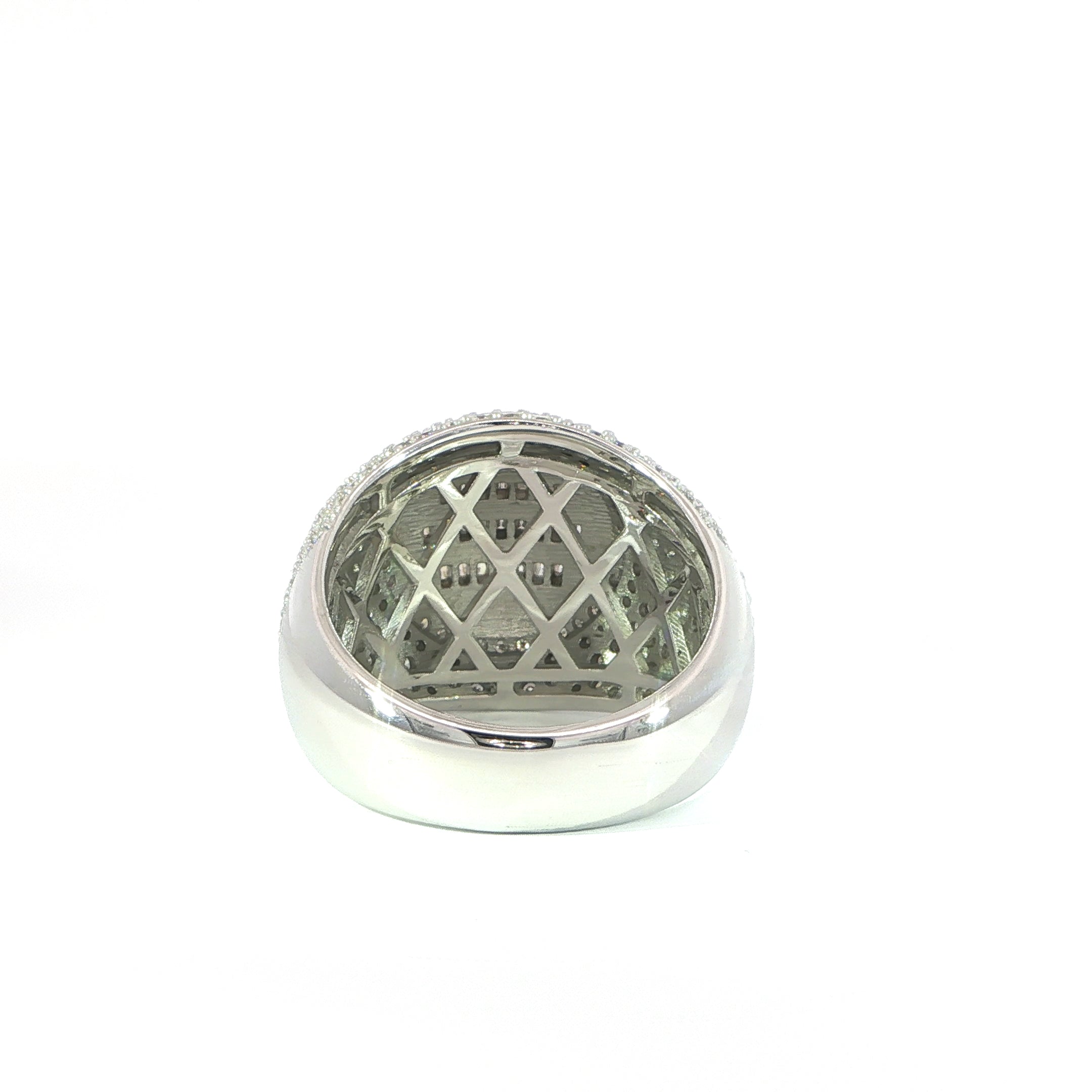 Sterling Silver Round Pave Set Ring with VVS Moissanite Stones, Two Color Options, 3.93 Total Carats