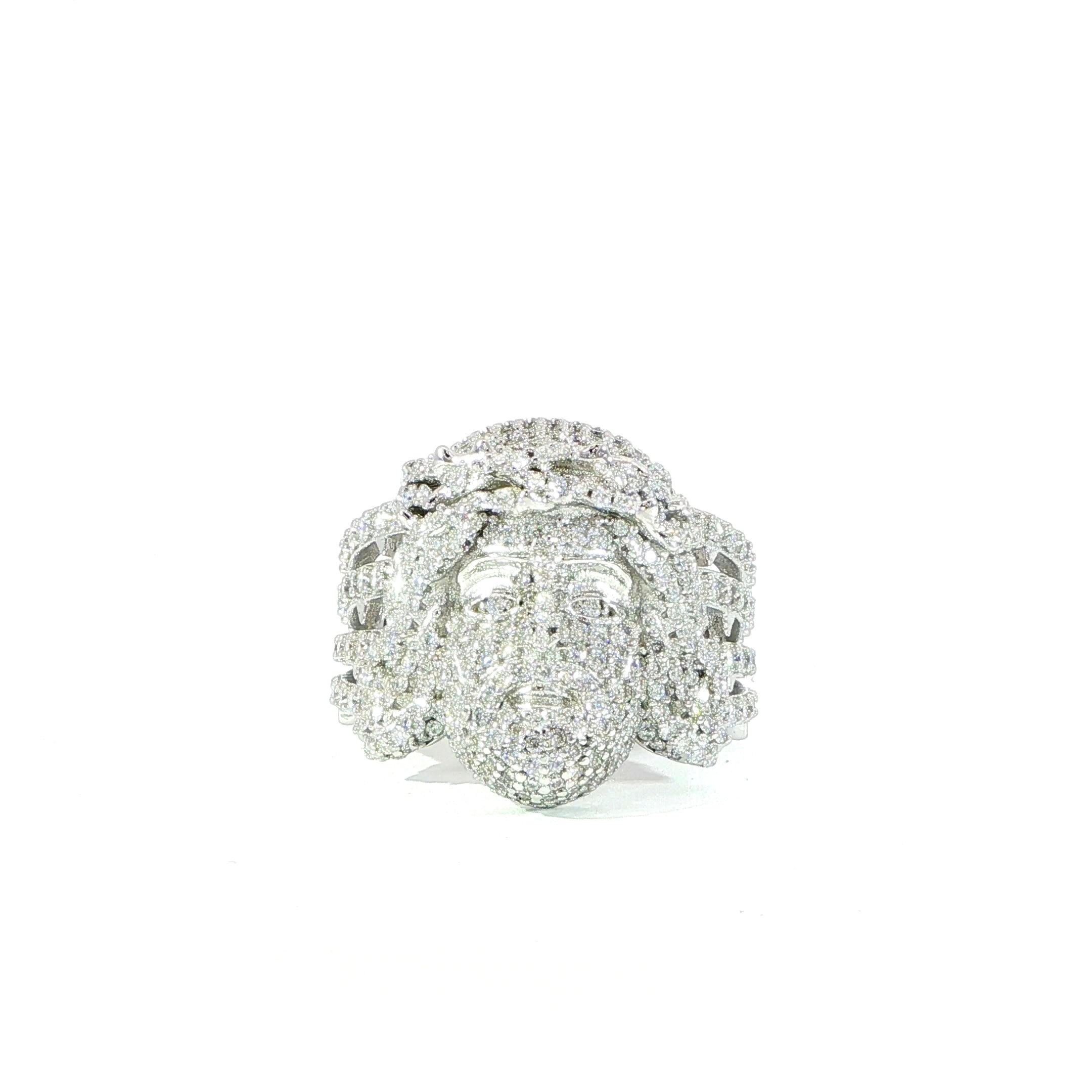 Sterling Silver Jesus Face Ring – VVS Moissanite 2.23 CTW