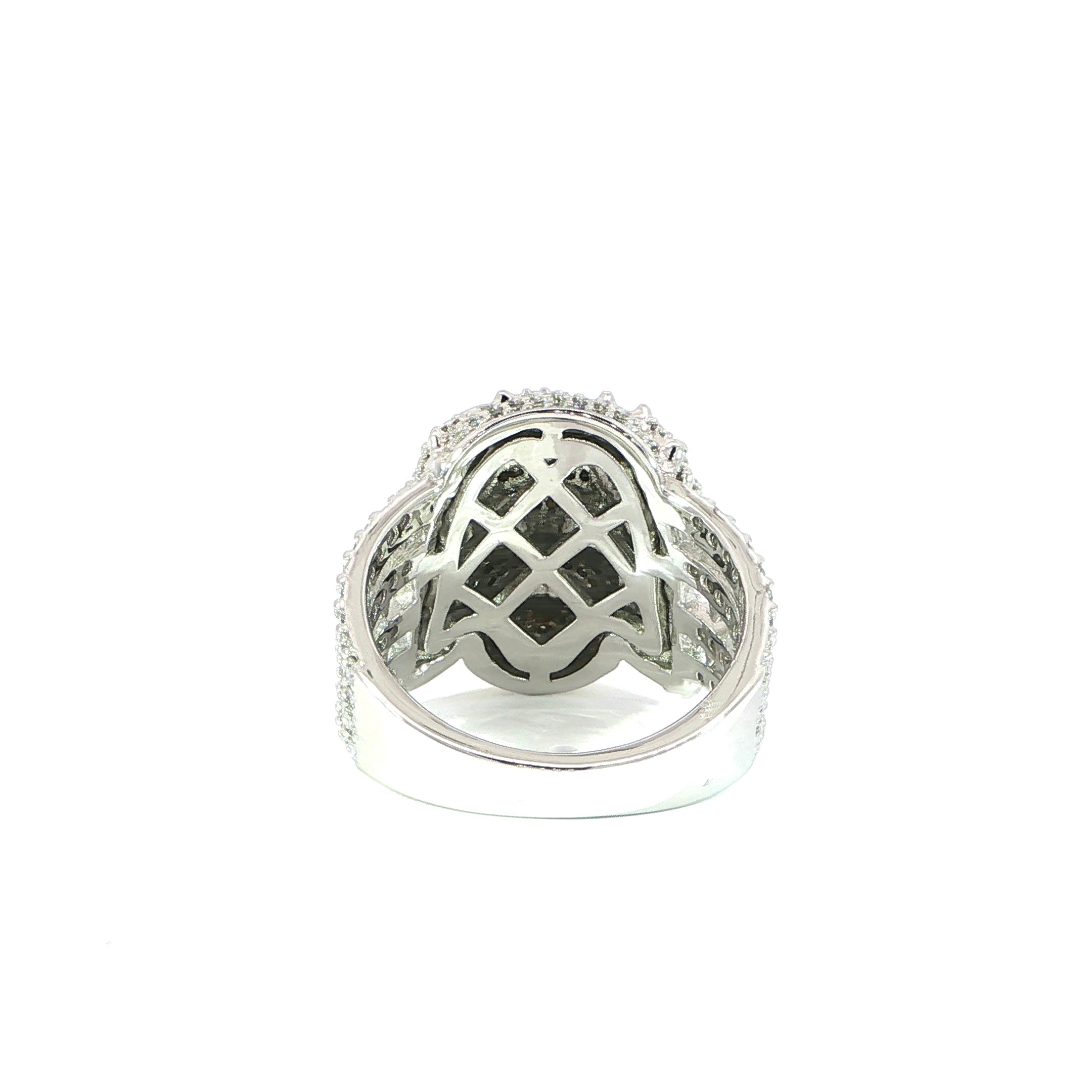 Sterling Silver Jesus Head Ring with VVS Moissanite Stones, Two Color Options, 2.23 Total Carats