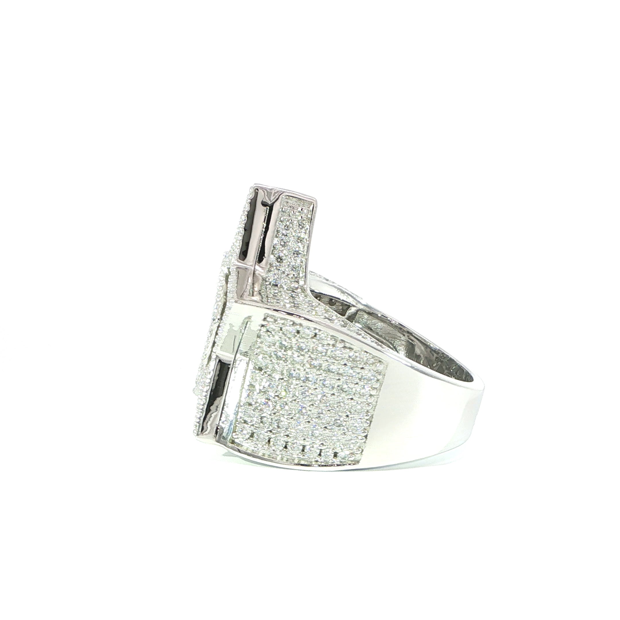 Sterling Silver Star-Shaped Ring with VVS Moissanite Stones, Two Color Options, 5.61 Total Carats