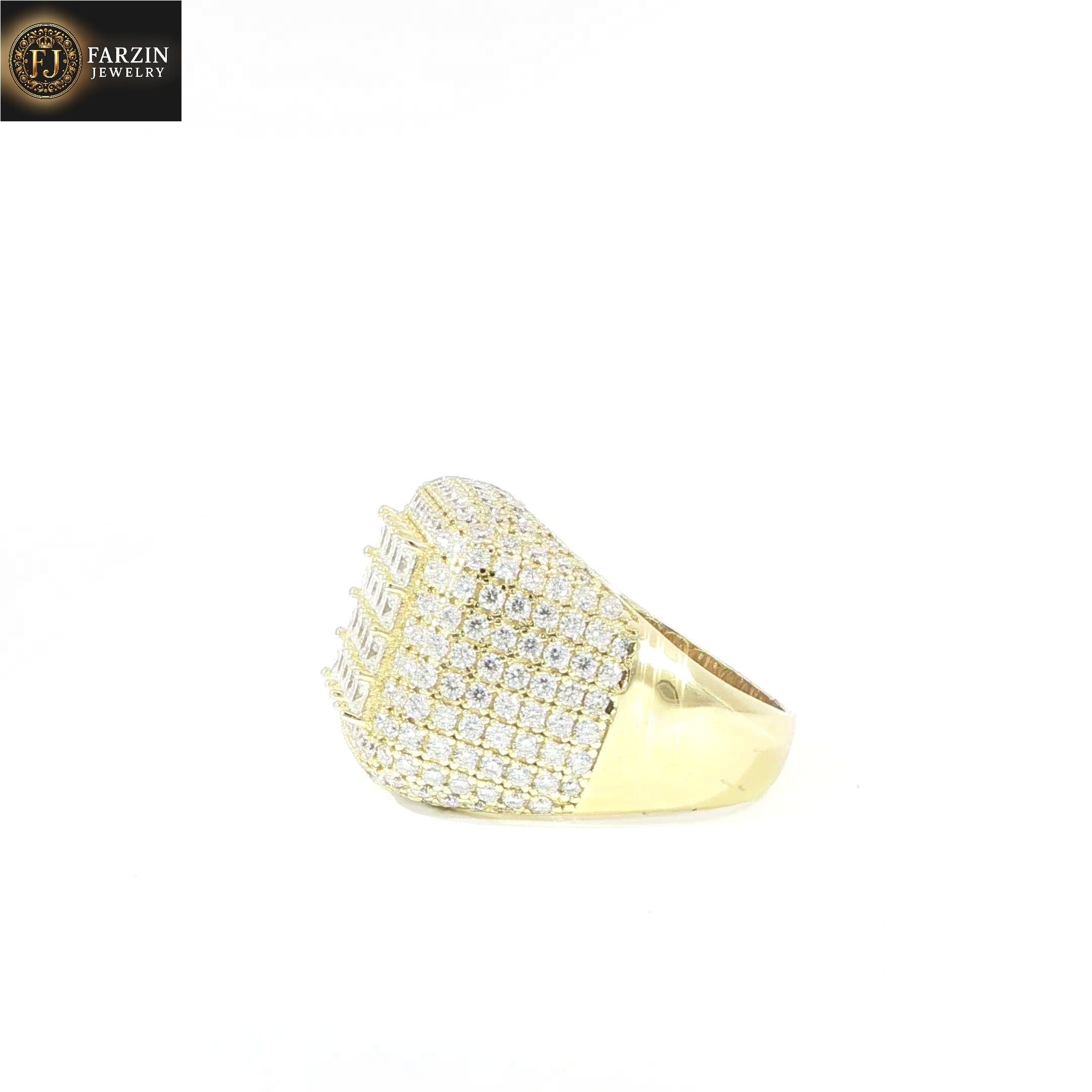 Sterling Silver Square Pave Set Ring with VVS Moissanite Stones, Two Color Options, 5.21 Total Carats