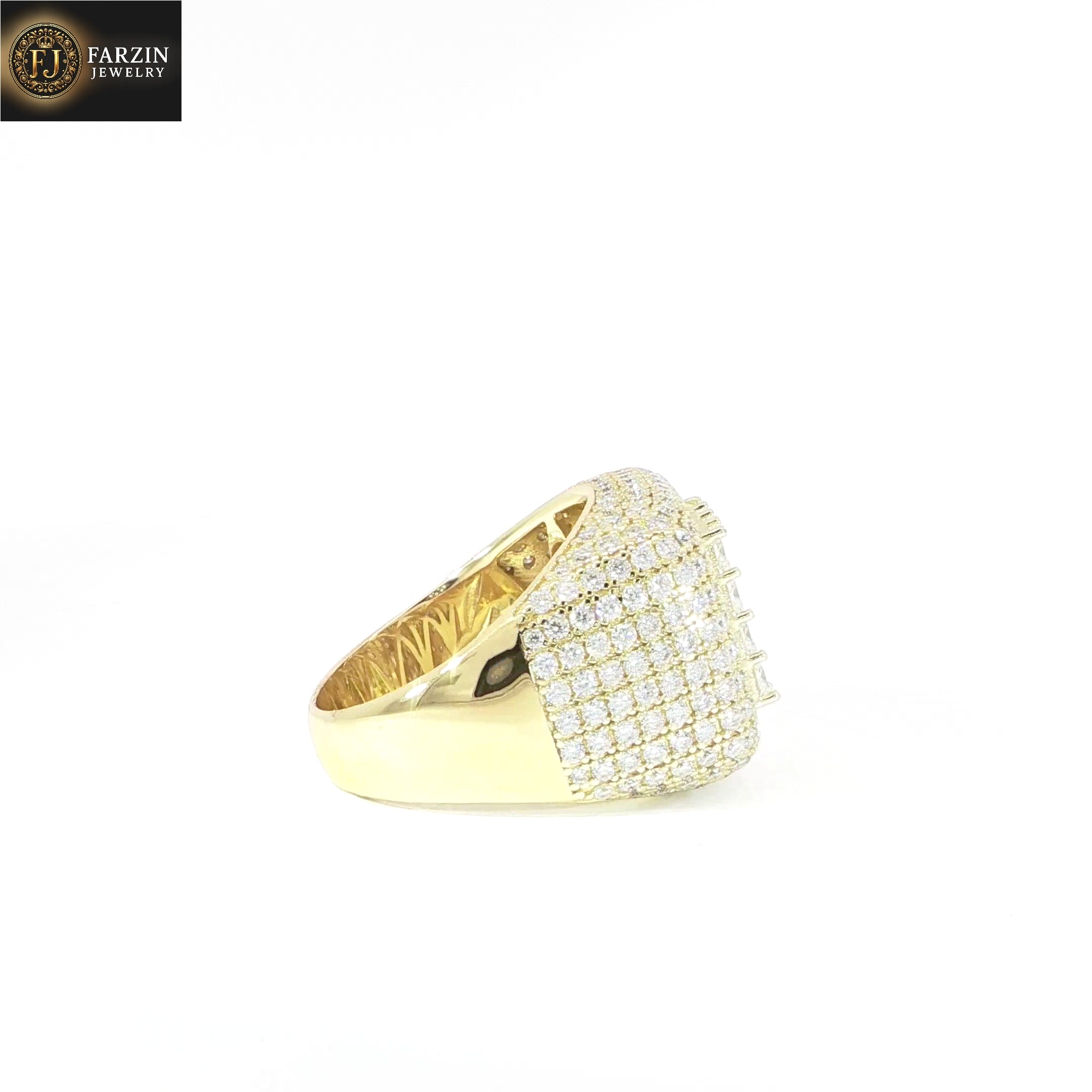 Sterling Silver Square Pave Set Ring with VVS Moissanite Stones, Two Color Options, 5.21 Total Carats