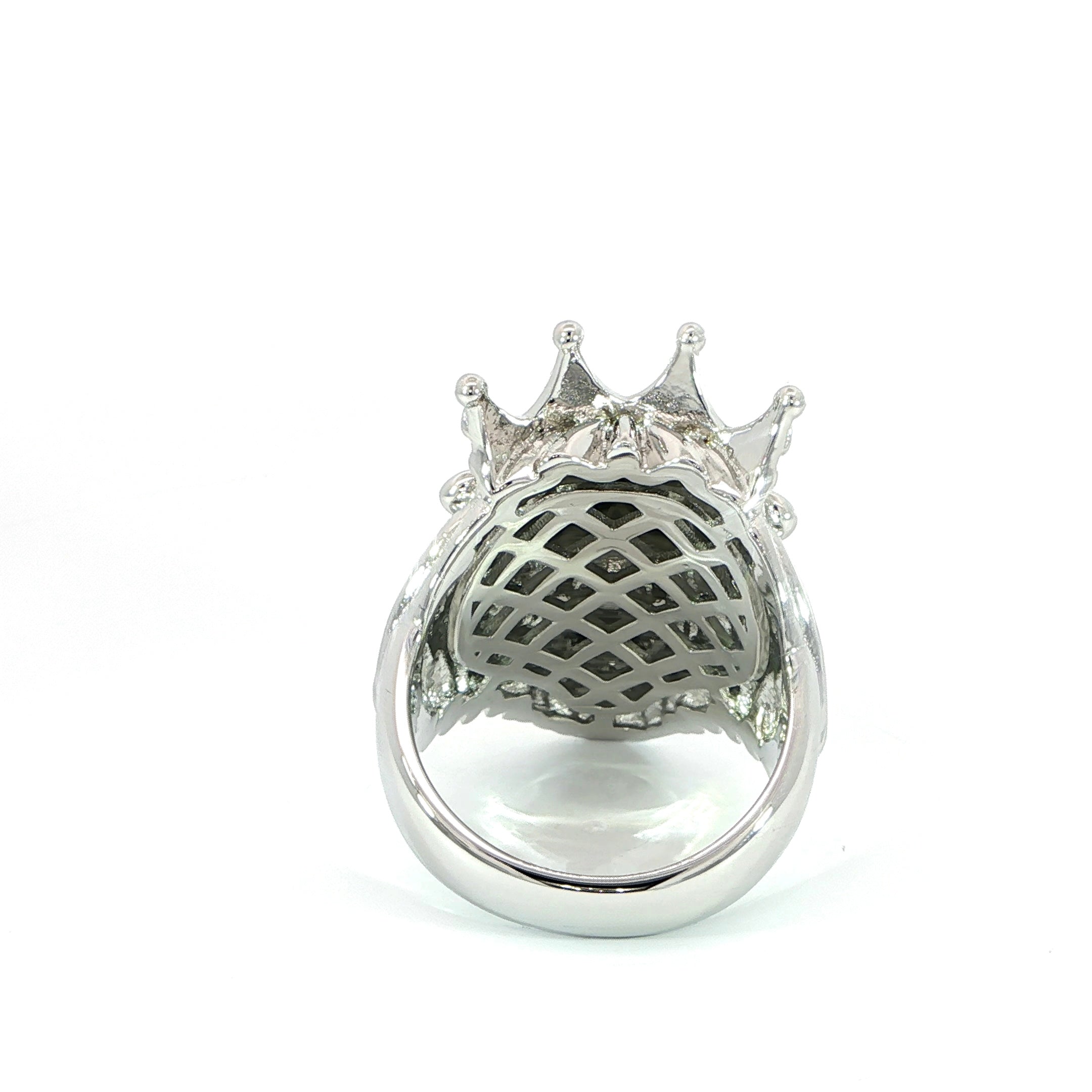 Sterling Silver Lion Head Ring with Crown, VVS Moissanite Stones, Two Color Options, 0.48 Total Carats