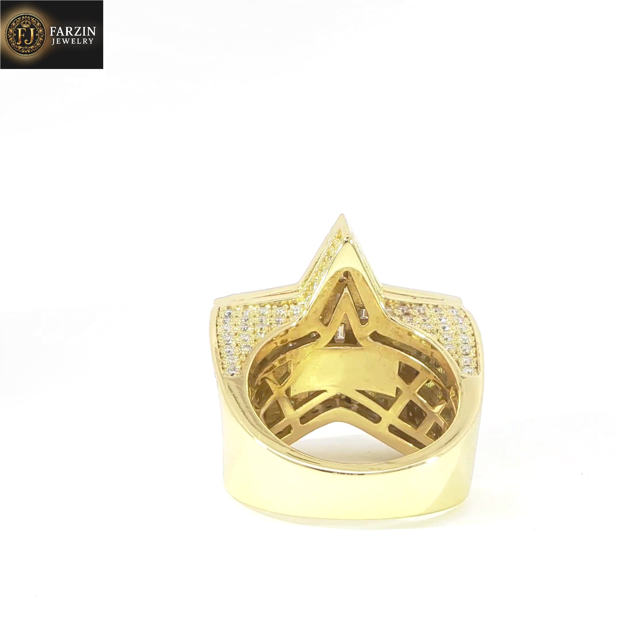 Sterling Silver Star-Shaped Ring with VVS Moissanite Stones, Two Color Options, 5.61 Total Carats